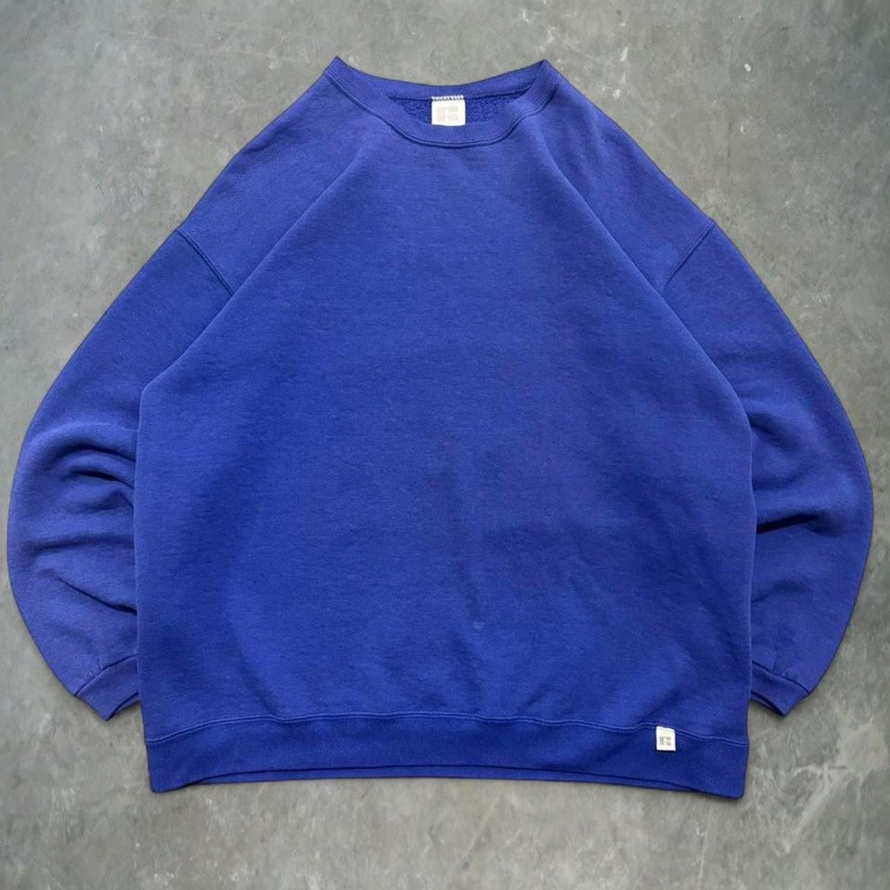 Russell Athletic Crazy Vintage Y2K 2000s Blank 90s Blue Russell Athletic Made in USA Sweatshirt Crewneck! Size US XL / EU 56 / 4 - 1 Thumbnail