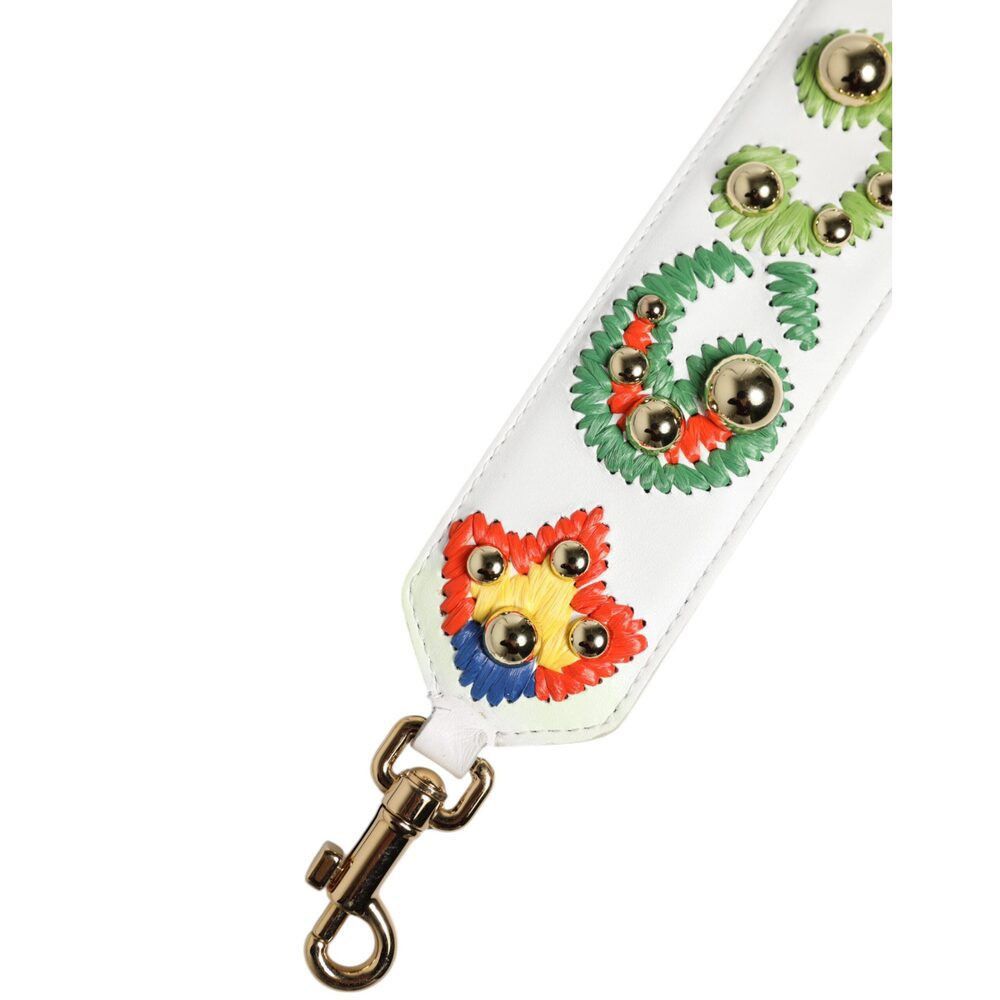 Dolce & Gabbana Dolce & Gabbana White Calfskin Raffia Embroidered Patchwork Size ONE SIZE - 7 Thumbnail