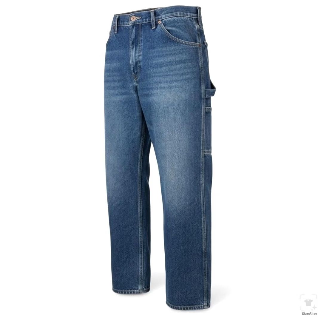 Dickies Dickies Jeans Mens 33x34 Blue Medium Wash Straight Relaxed Denim Zip Fly Pants Size US 33 - 2 Thumbnail