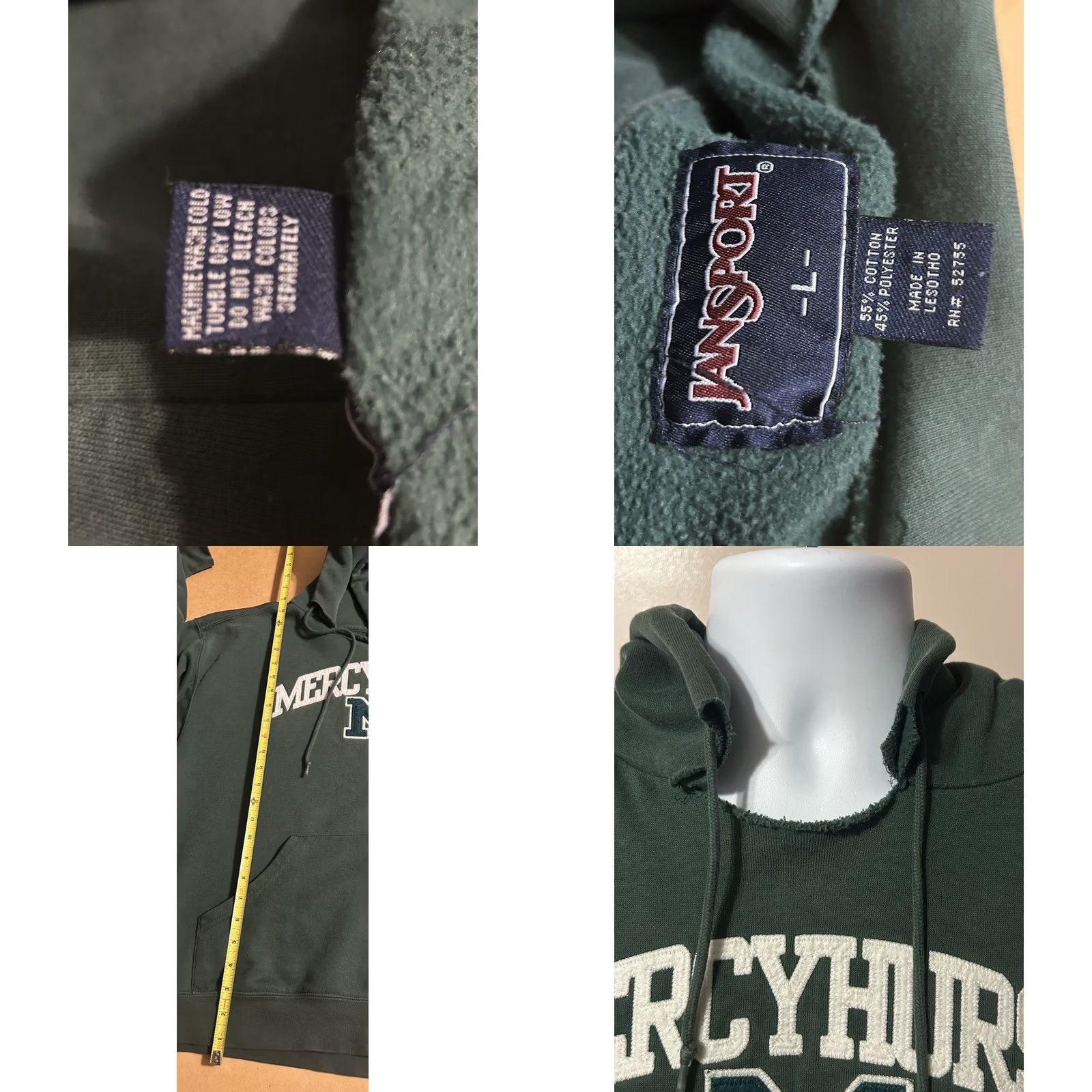 Jansport Vintage Mercyhurst Hoodie Adult Large Green Drawstring Jansport Stitched Pullover Size US L / EU 52-54 / 3 - 10 Thumbnail