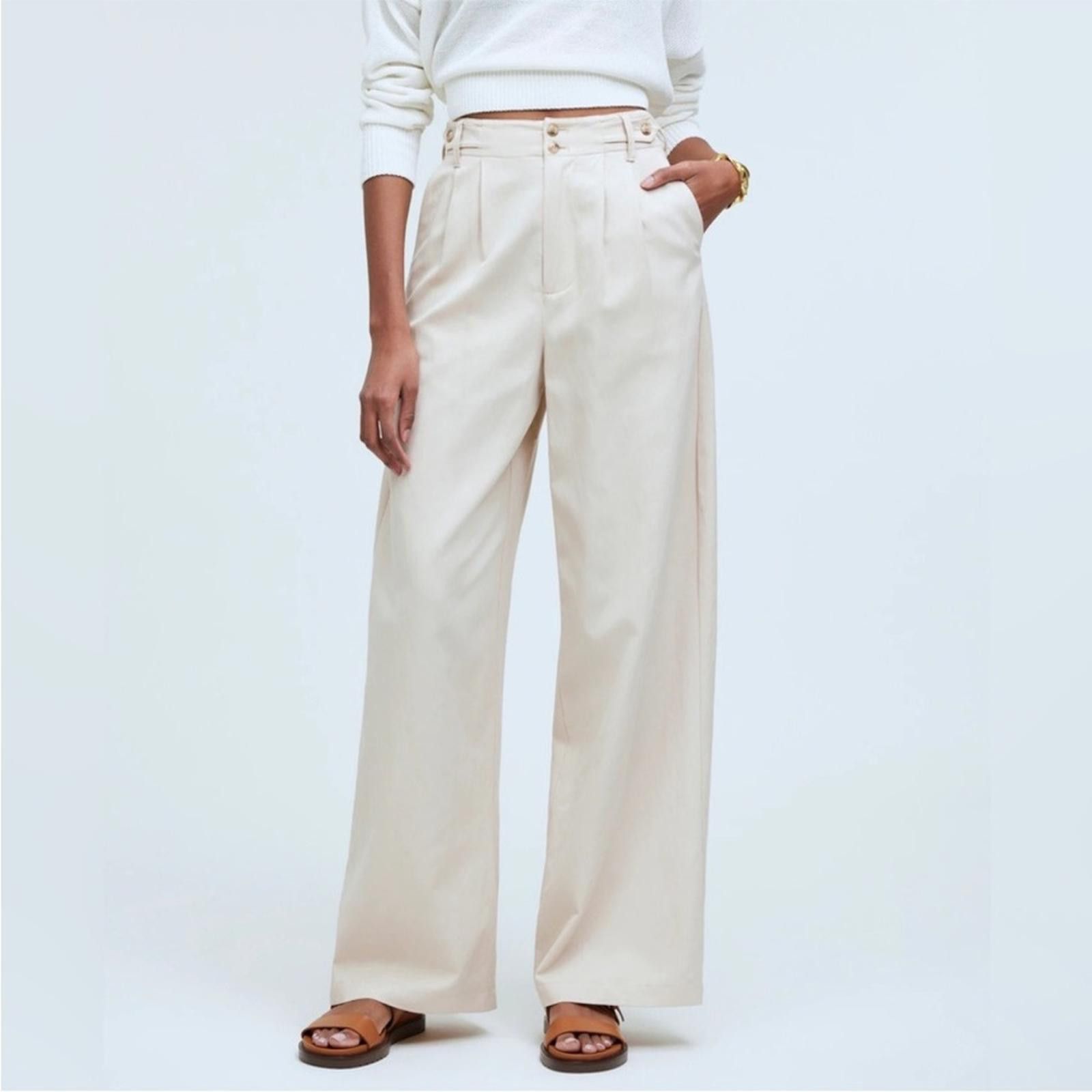 Madewell Madewell Cream Wide-Leg Pants Size 27" / US 4 / IT 40 - 1 Thumbnail