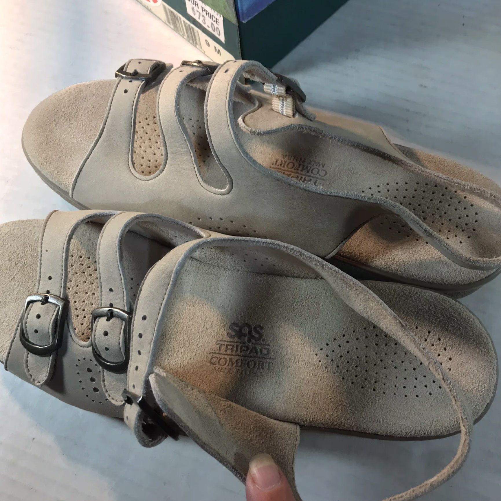 SAS VINTAGE SAS Tripad Leather Sandals Women's Size 9M Casual Comfort Wedge Slip-On US Made Size US 9 / IT 39 - 3 Thumbnail