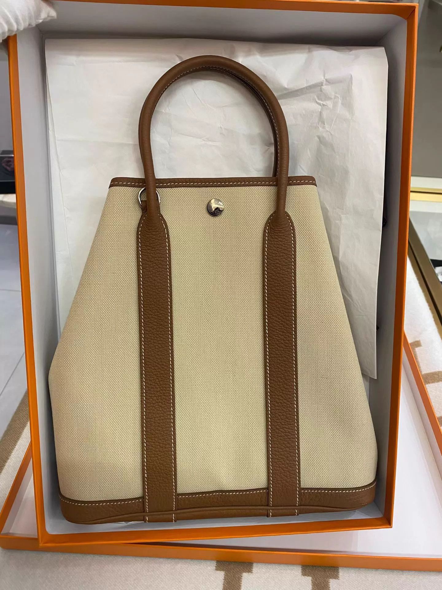 Hermes Hermes Garden File 28 Ivory & Gold Brown Silver Z Box Strap Size ONE SIZE - 9 Thumbnail