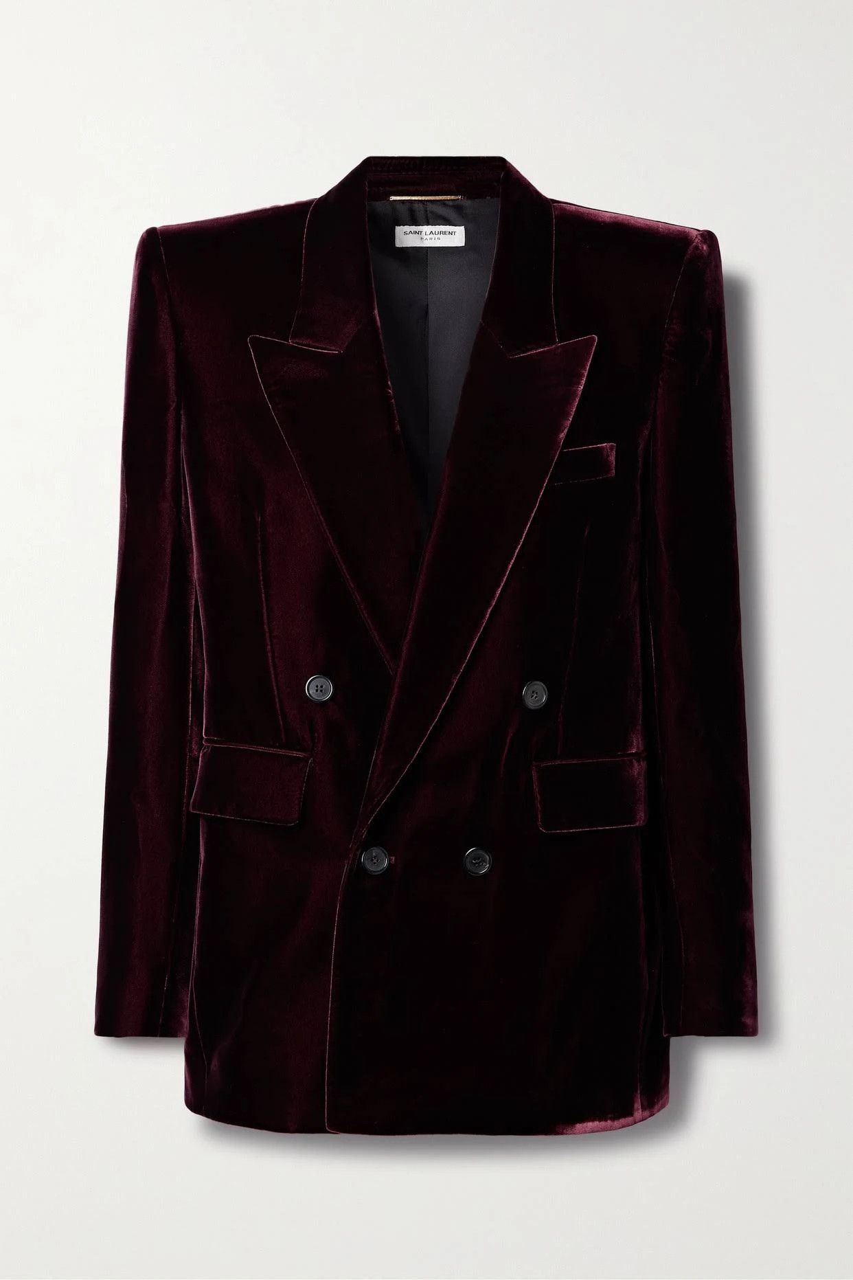 image of Saint Laurent Paris Oc11Z10524 Double-Breasted Jacket In Red, Women's (Size Large)