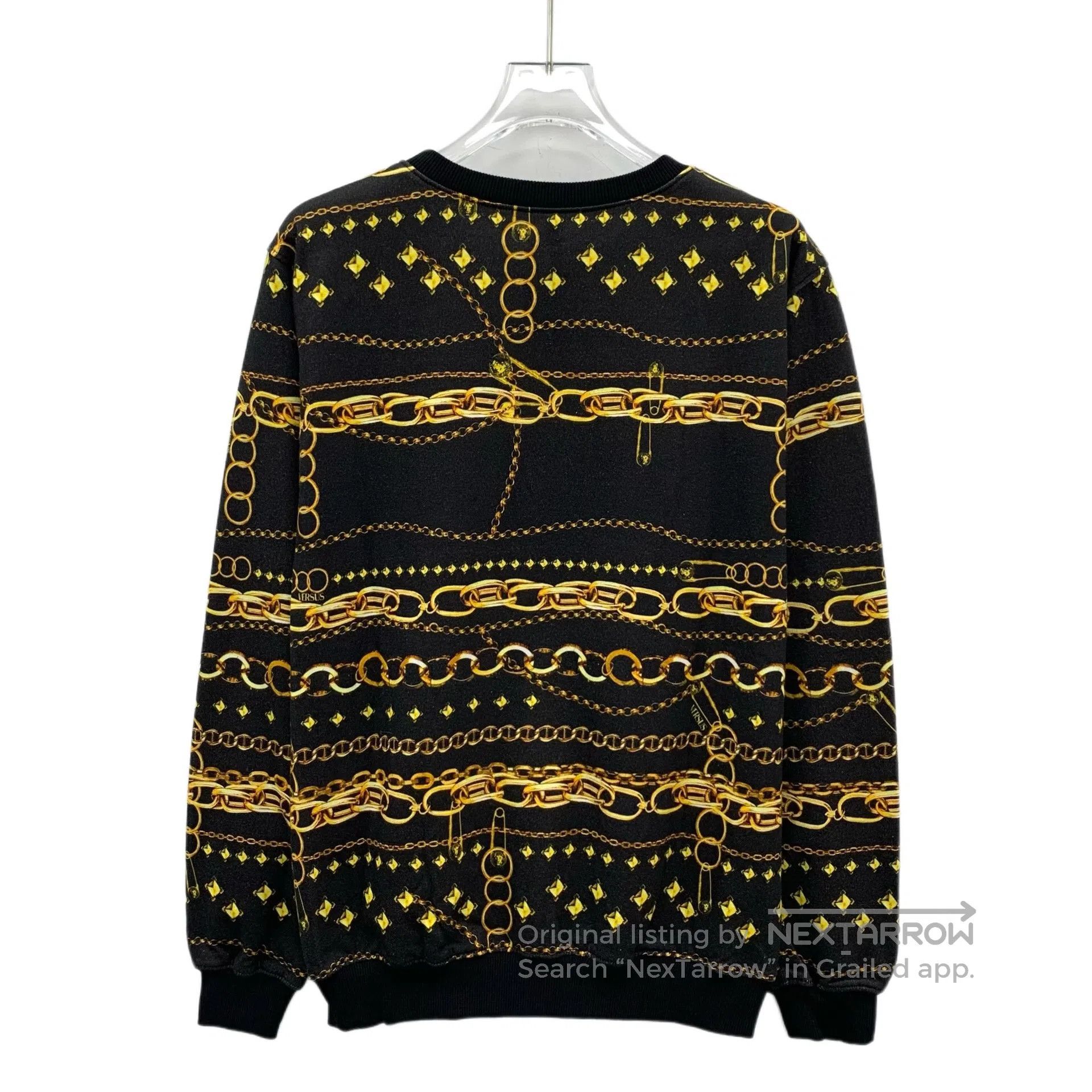 Versace Versace Black cotton long-sleeved sweatshirt with gold cha Size US M / EU 48-50 / 2 - 2 Thumbnail