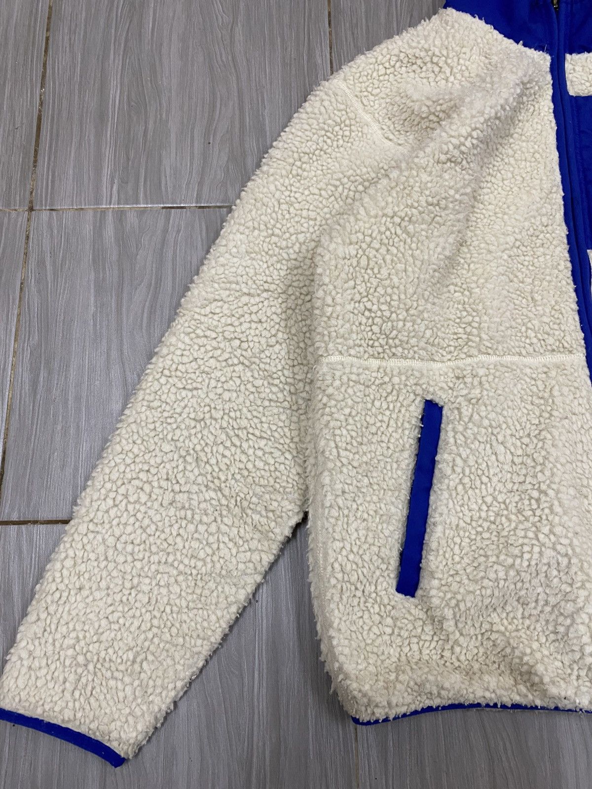 Champion Champion Sherpa Fleece Full Zip Jacket – Cream / Royal Blue Size US L / EU 52-54 / 3 - 3 Thumbnail