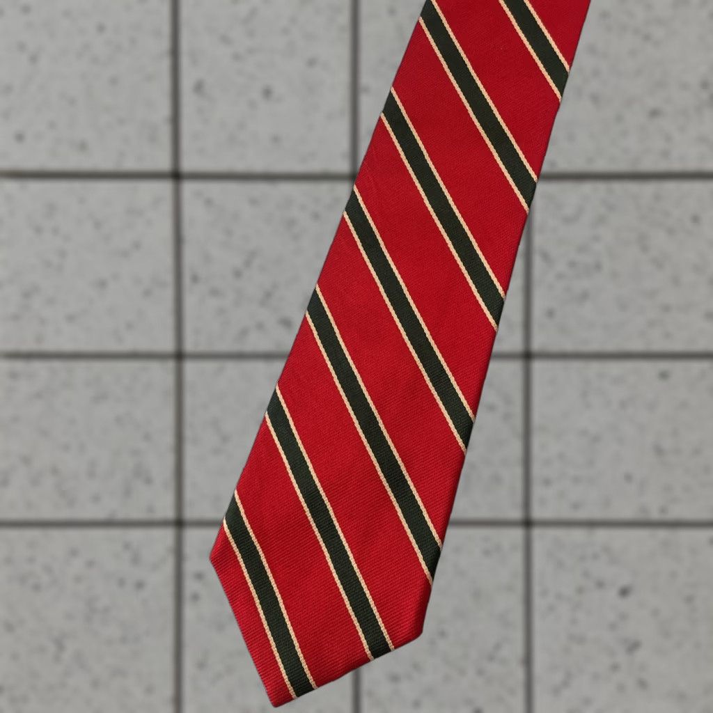 Vintage Aras Tie Repp Stripe Geometric Western Red Green Vintage 80s Necktie Exec 4x58 Size ONE SIZE - 1 Thumbnail