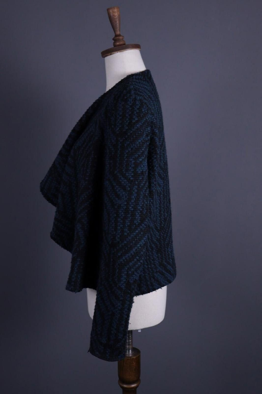 Wilkes Bashford Ba&Sh Black Geomeric Open Front Cardigan Cape Sweater Size 3 Size M / US 6-8 / IT 42-44 - 4 Thumbnail