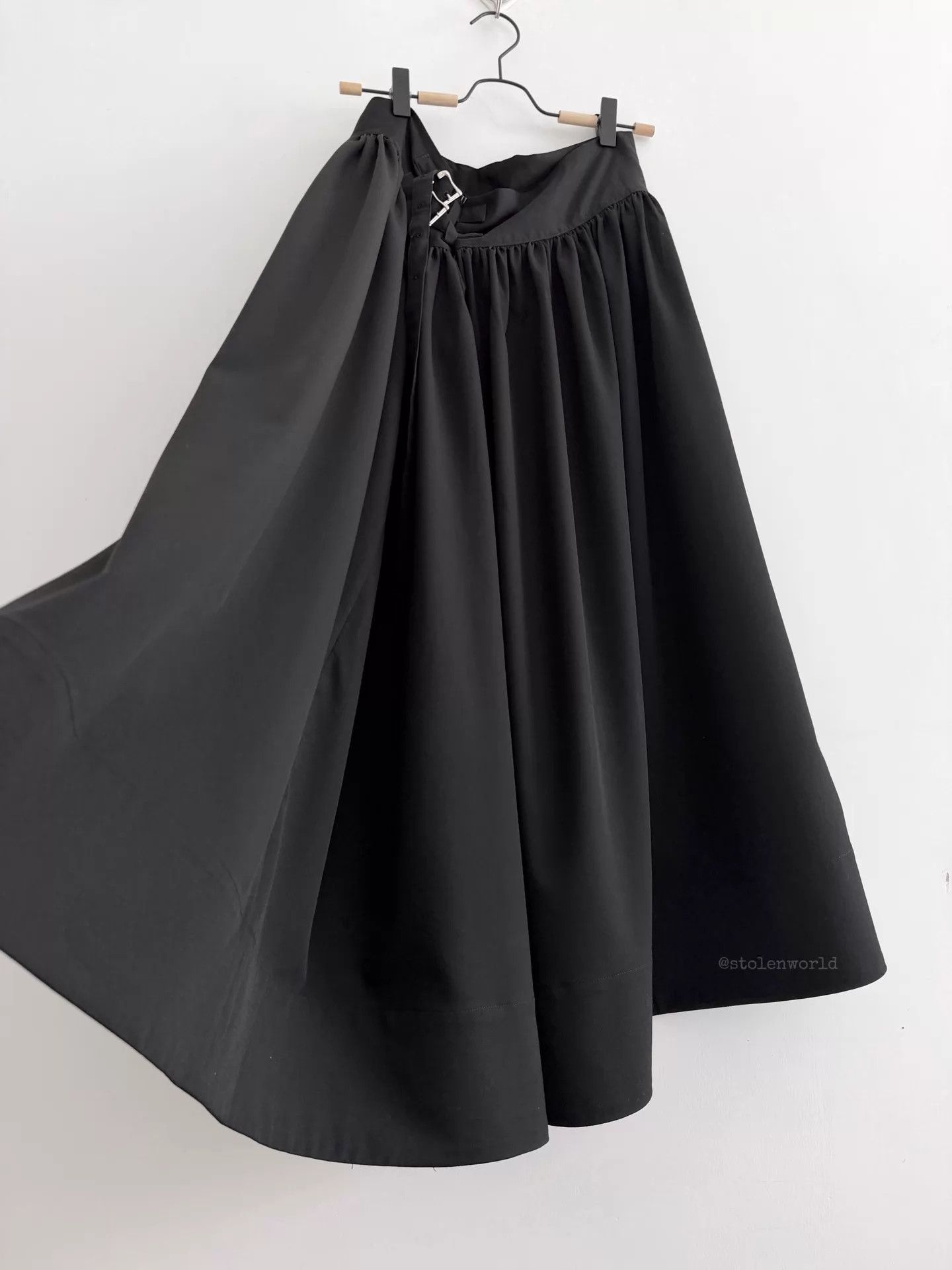 Limi Feu Limi feu Black Double Buckle Wool Swing Midi Skirt Size 26" / US 2 / IT 38 - 4 Thumbnail