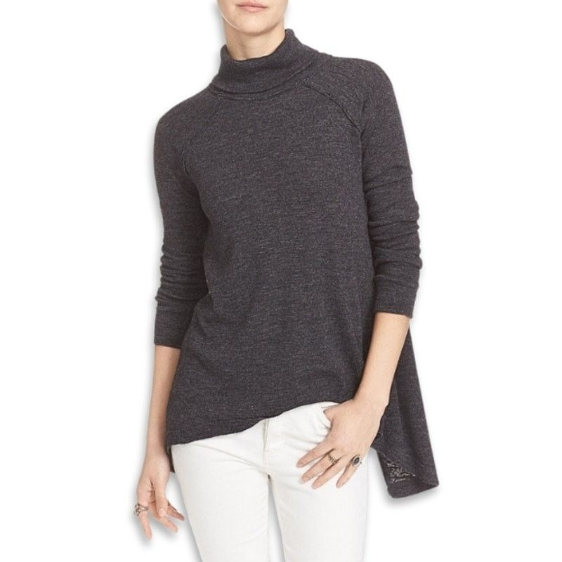 Free People Free People "We The Free" Turtleneck Split Back Gray Women S Size S / US 4 / IT 40 - 1 Thumbnail