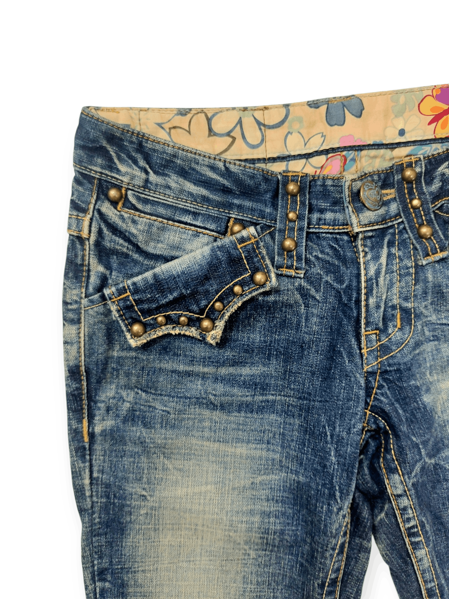 Vintage Flare 73 Seventy Threes Studded Punk Denim Size 26" / US 2 / IT 38 - 7 Thumbnail