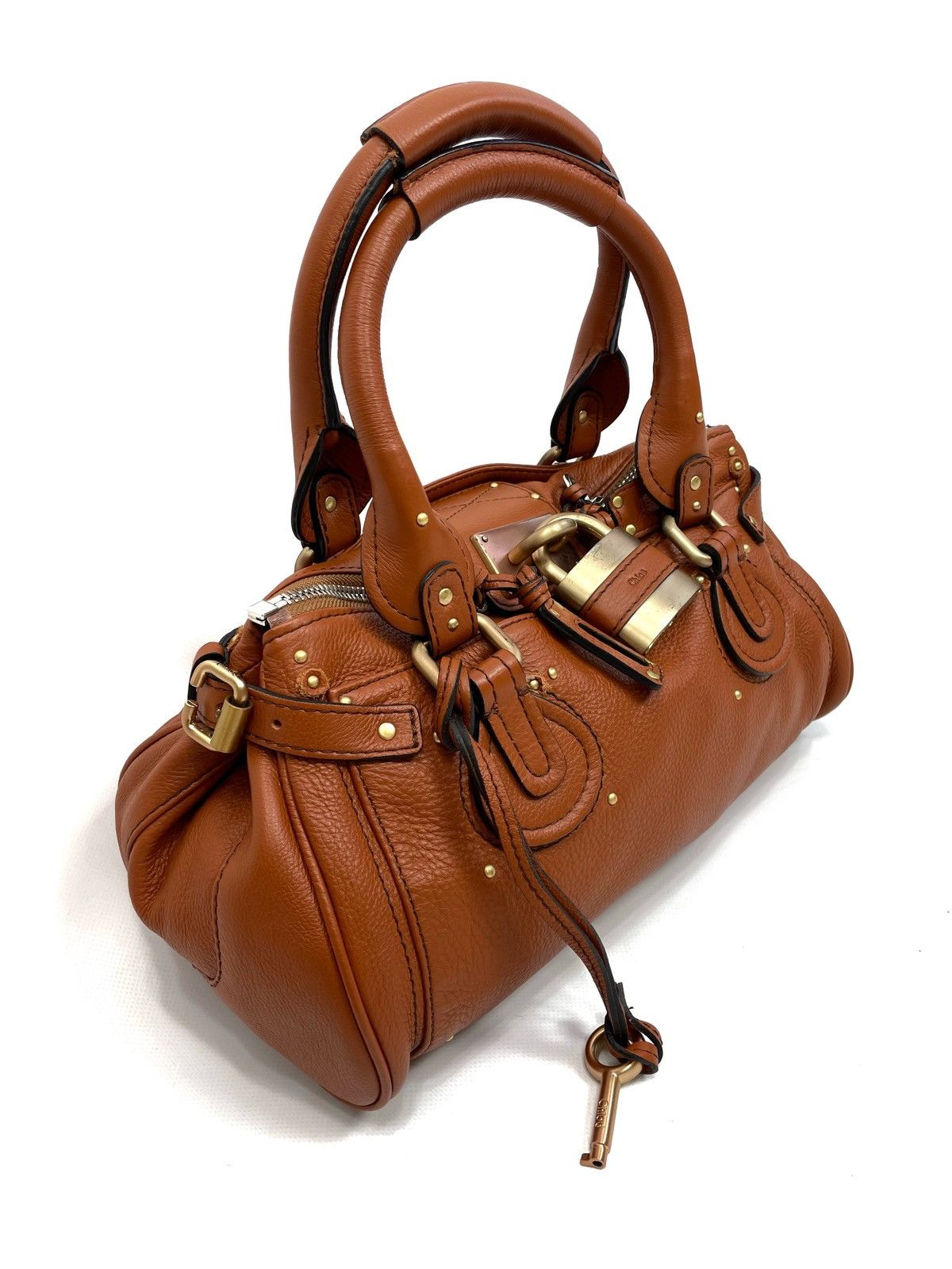 Chloe Chloé Paddington Medium Satchel Bag – Tan Pebbled Leather Size ONE SIZE - 3 Thumbnail