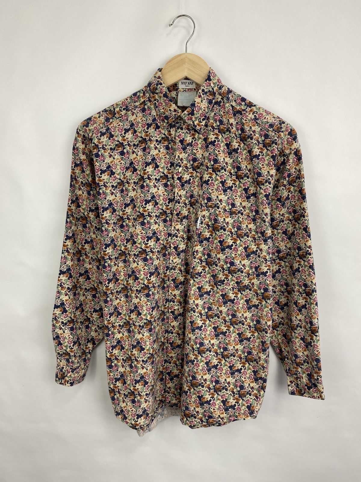 Designer 🇫🇷 Vintage 80s NAF NAF Paris Floral Shirt Made In France Rare Size M / US 6-8 / IT 42-44 - 3 Thumbnail