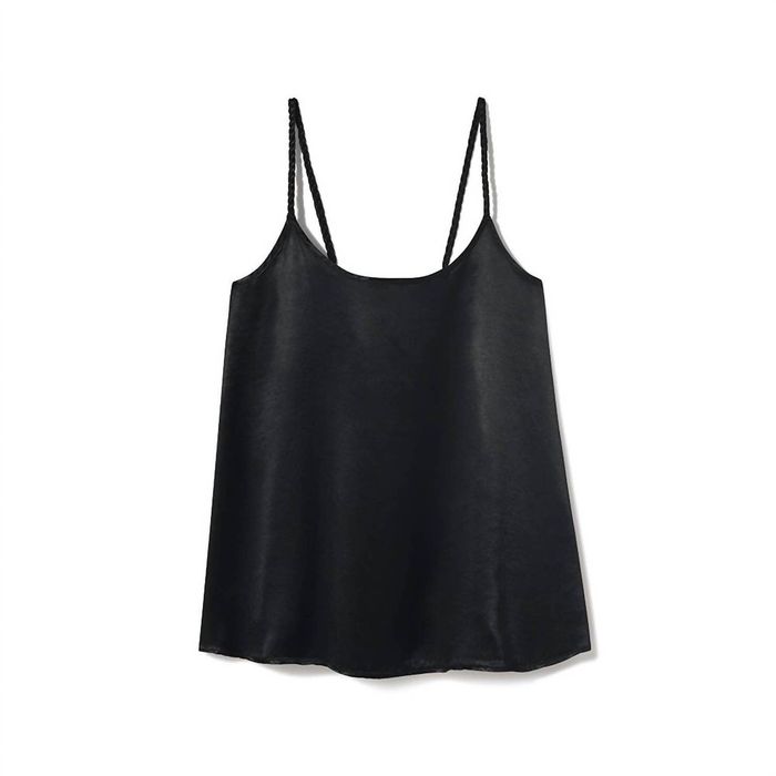 Designer PJ HARLOW Daisy Satin Braided Cami In Black Grailed