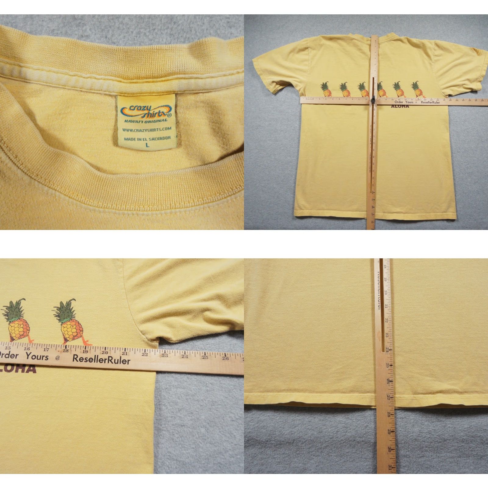 Vintage Crazy Shirts Mens L Yellow Hawaii Hakuai Graphic Tee Chicken Pineapple Adult Shirt Size US L / EU 52-54 / 3 - 8 Thumbnail