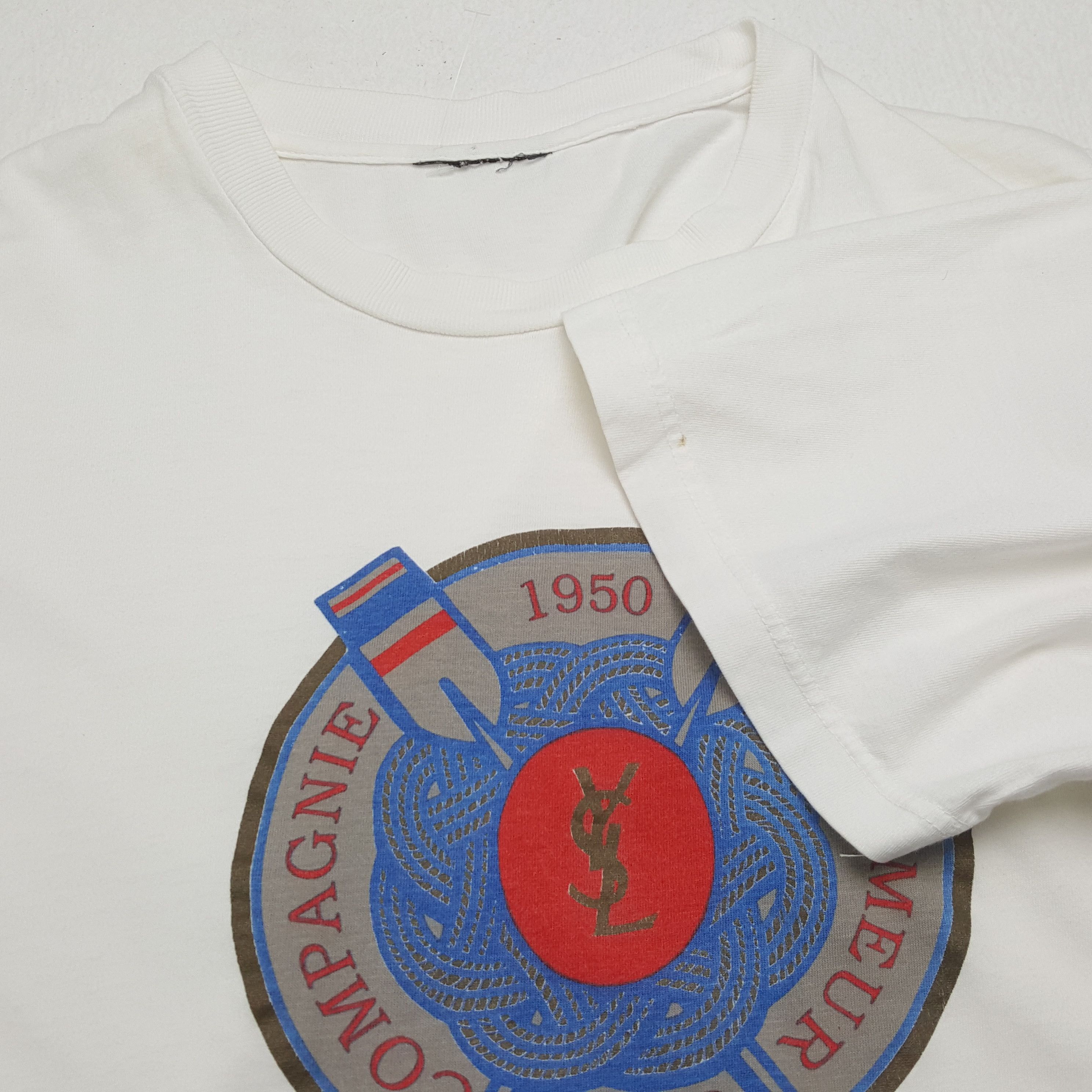 Vintage × Yves Saint Laurent YVES SAINT LAURENT Luxury Brand Spellout Design Tshirt Size US L / EU 52-54 / 3 - 6 Thumbnail