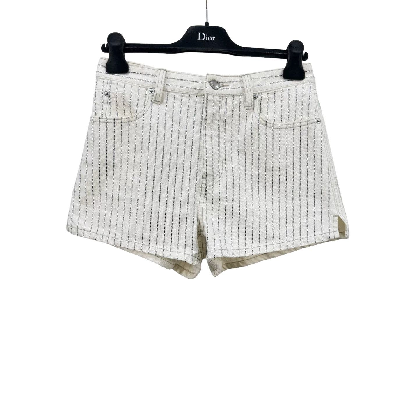Alexander Wang Alexander Wang Crystal Stripe Denim Shorts Size 26 Size 26" / US 2 / IT 38 - 1 Thumbnail