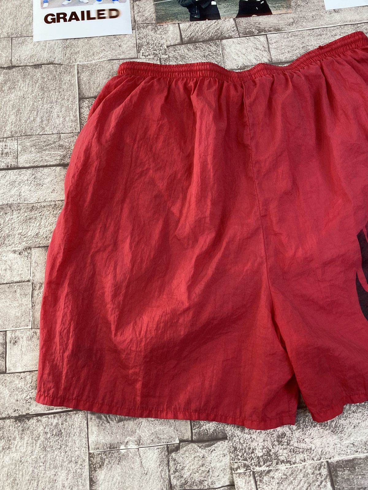 Nike × Vintage Vintage Nike Nylon Shorts 90s Big Logo Swoosh Men Red Size US 36 / EU 52 - 10 Thumbnail