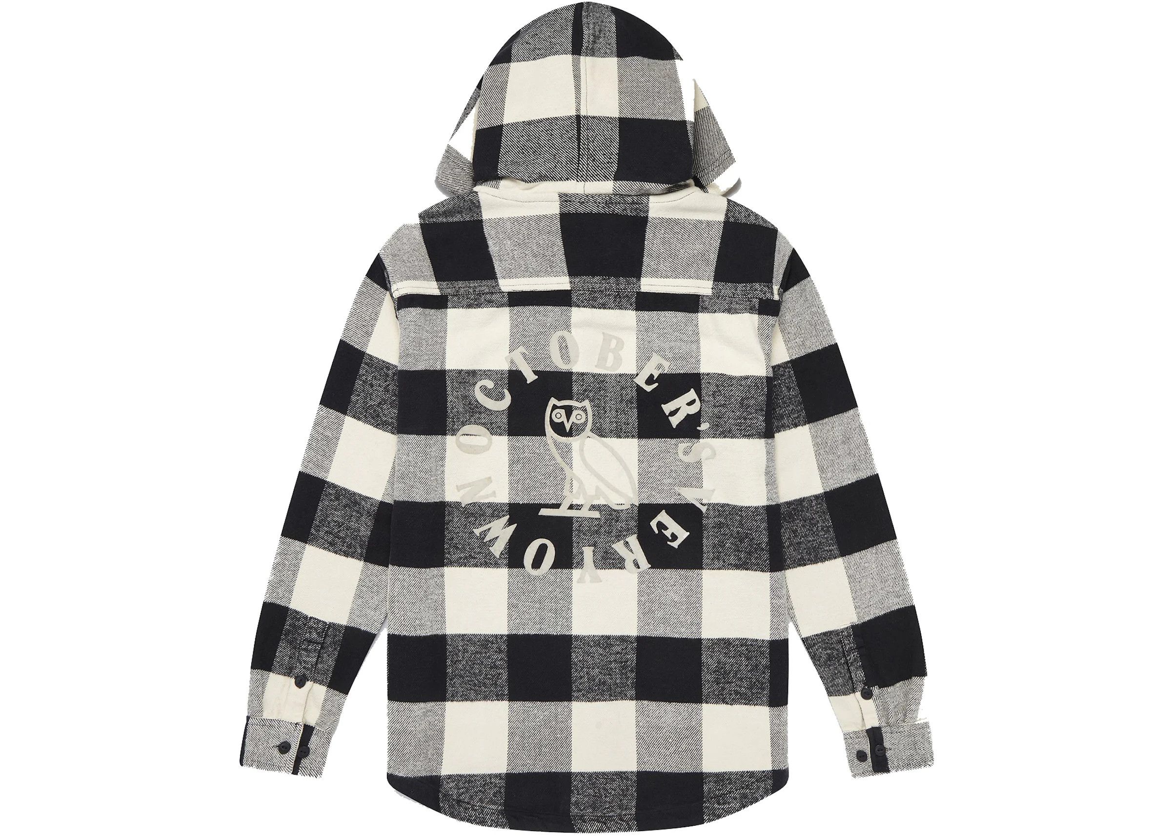 Drake OVO Hooded Flannel Shirt Cream Buffalo Plaid Size US L / EU 52-54 / 3 - 3 Thumbnail