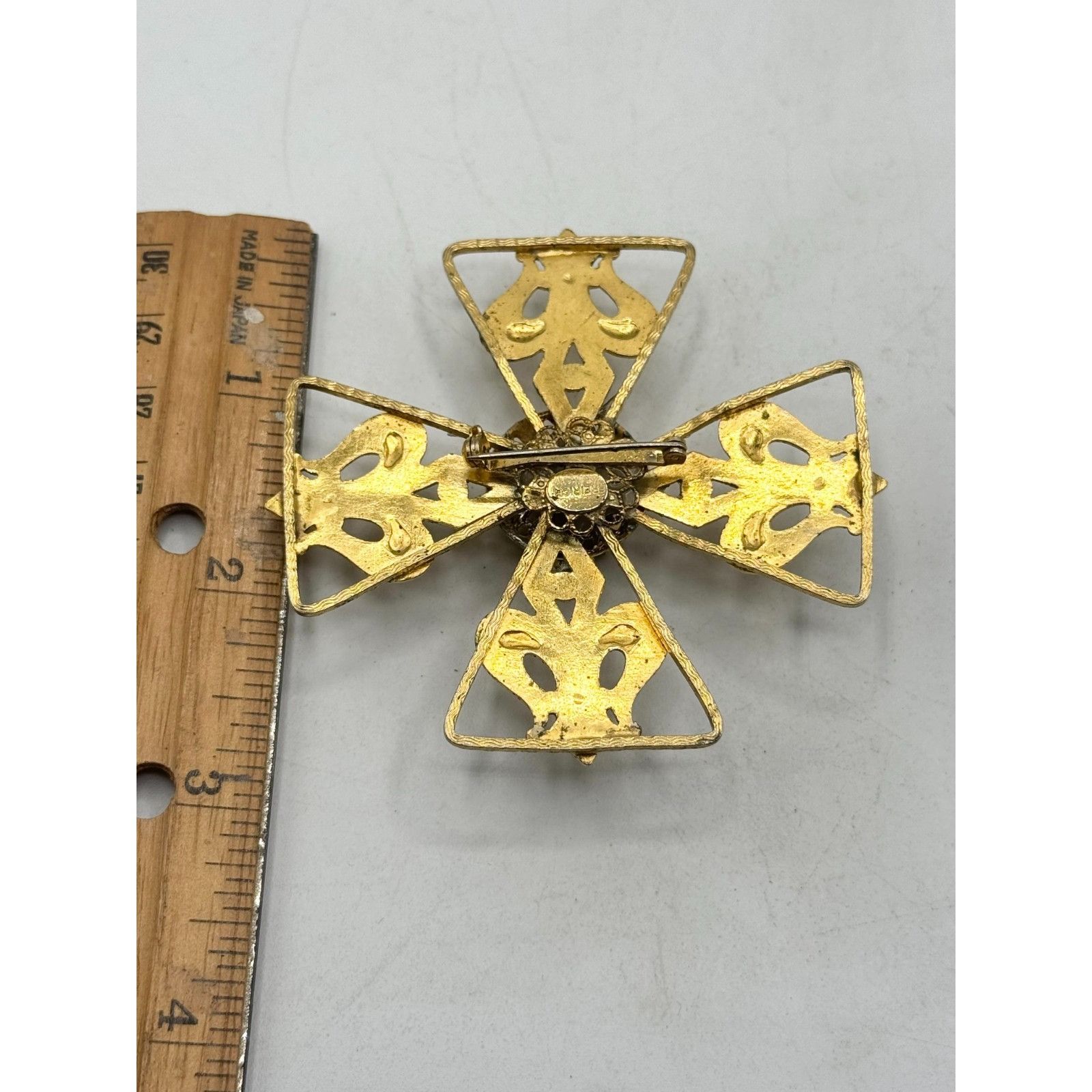 Vintage Freirich Black Stone Maltese Cross Vintage Brooch Pin Size ONE SIZE - 5 Thumbnail