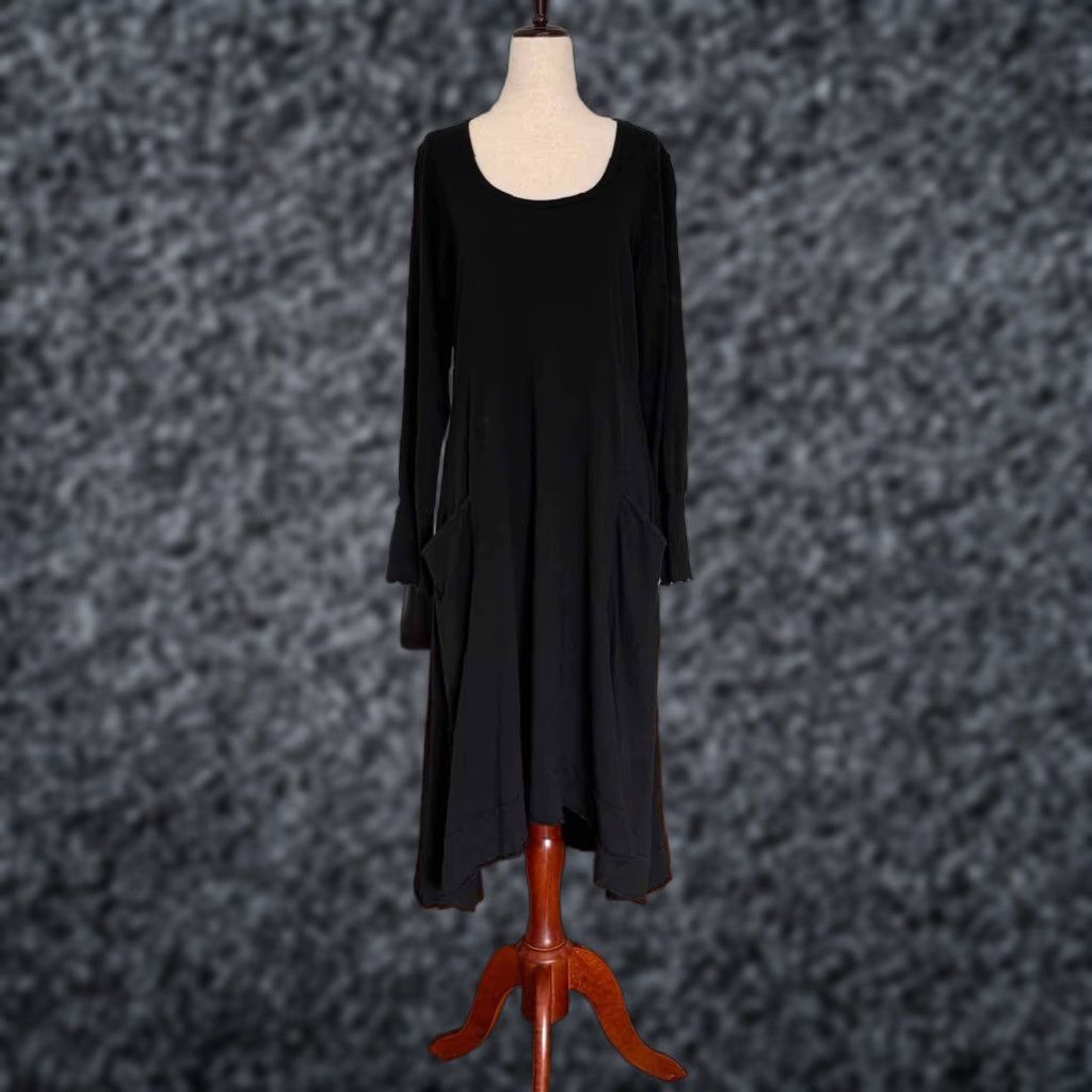 MCM CMC by Color Me Cotton Midi Dress Sz M Artsy Lagenlook Minimalist Black Size M / US 6-8 / IT 42-44 - 1 Thumbnail
