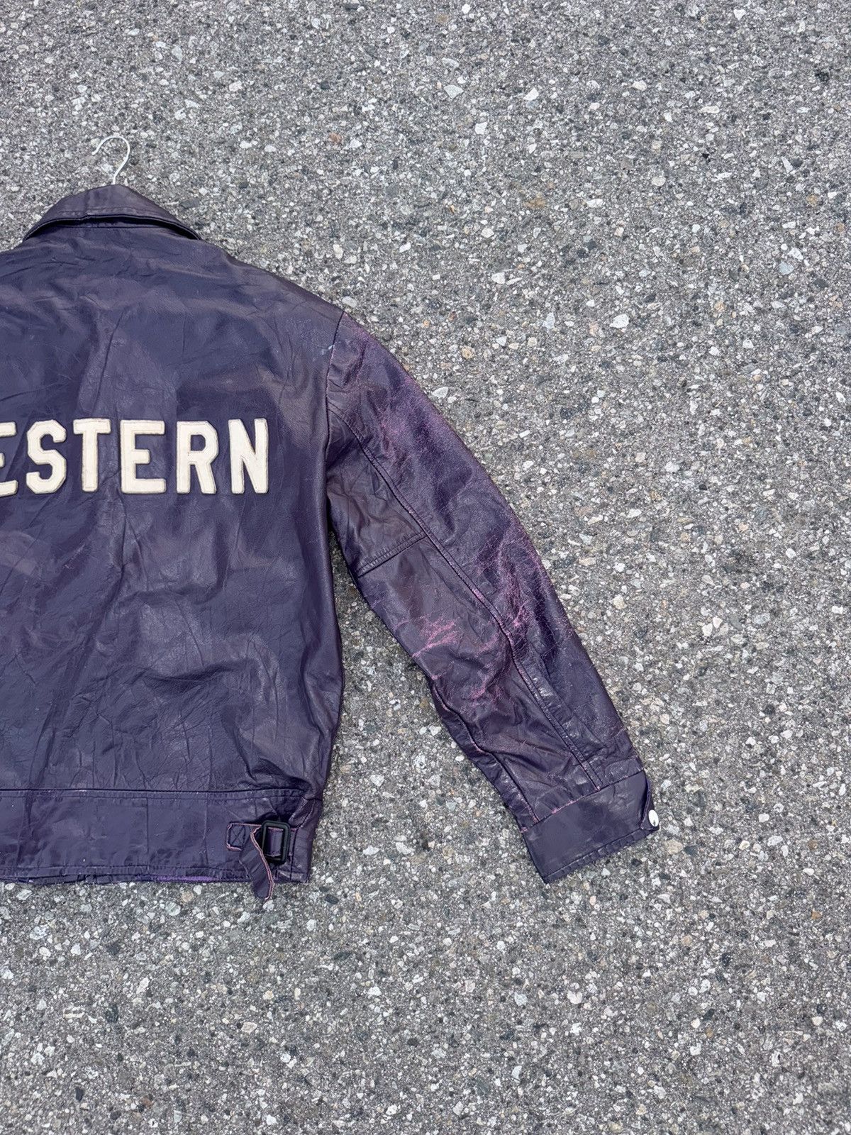 Other 1970S DISTRESSED VARSITY WESTERN LEATHER JACKET Size US L / EU 52-54 / 3 - 4 Thumbnail