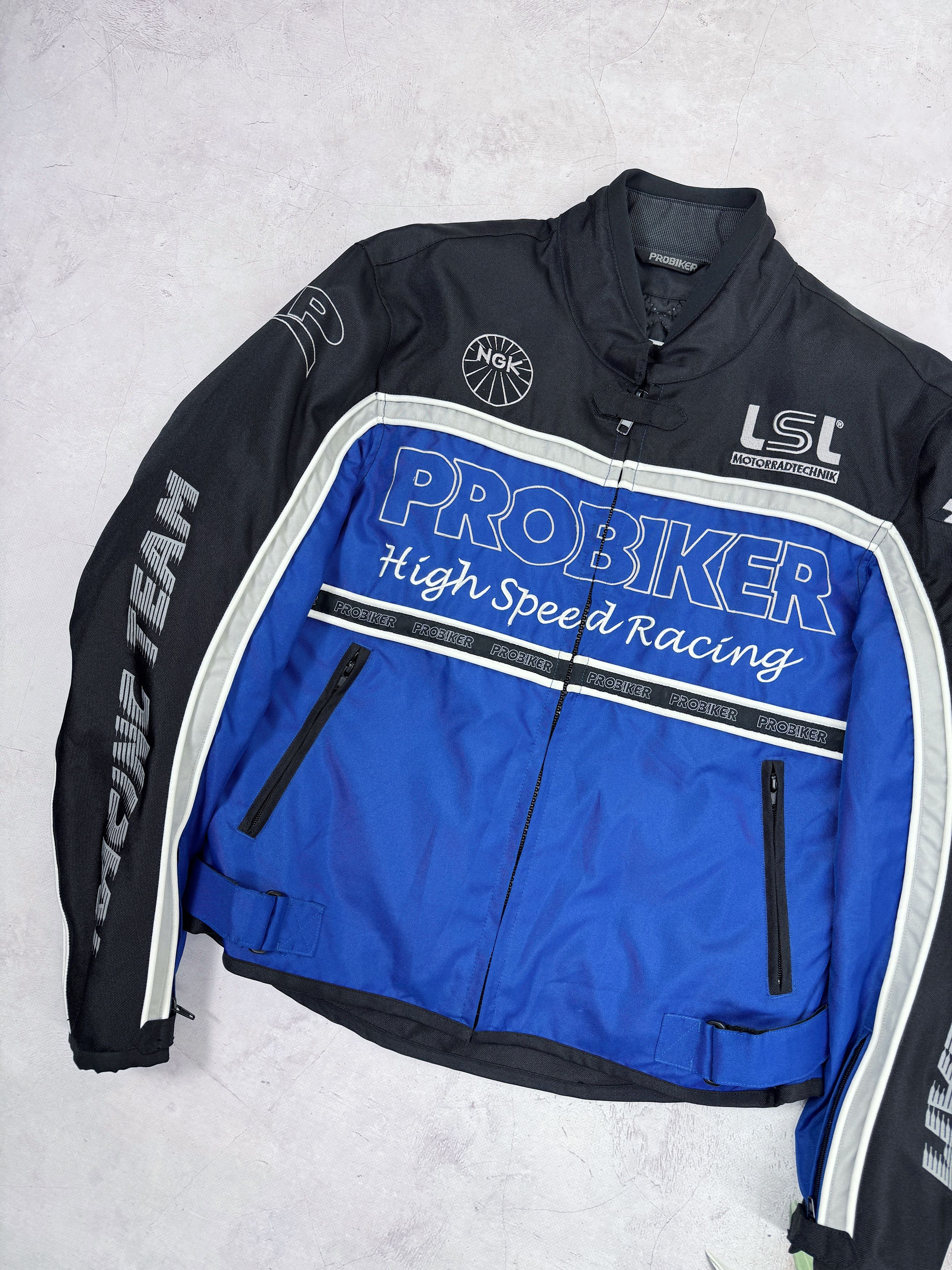 Vintage Probiker High Speed Racing Moto Jacket NGK Castrol LSL Size US L / EU 52-54 / 3 - 3 Thumbnail