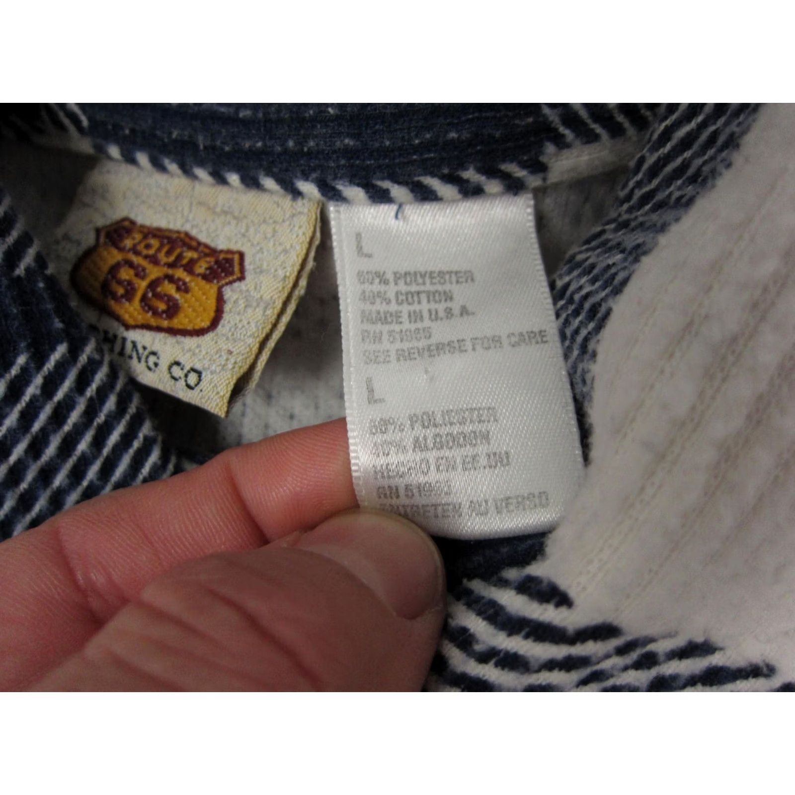 Route 66 VINTAGE Route 66 Shirt Womens Large White Blue Flannel Made in USA Ladies Size L / US 10 / IT 46 - 6 Thumbnail
