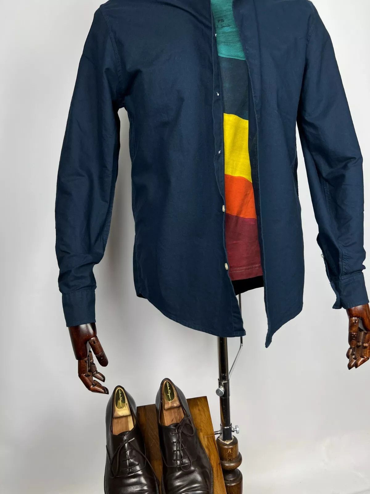 Folk Folk Men's Navy Blue Buton Up Long Sleeve Casual Shirt Size US L / EU 52-54 / 3 - 4 Thumbnail
