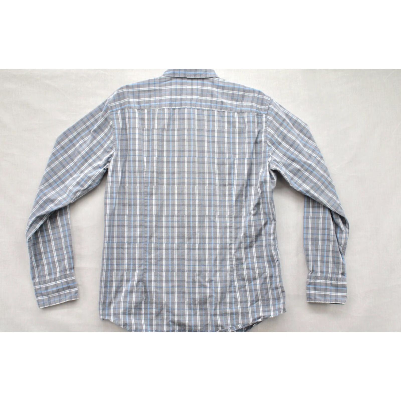 Hugo Boss HUGO BOSS Shirt Men's Large Gray Blue Plaid Slim Fit Cotton Long Sleeve Casual Size US L / EU 52-54 / 3 - 4 Thumbnail