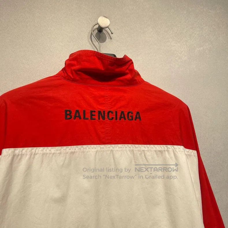 Balenciaga Balenciaga Red and White Patched Embroidered Logo Windbrea Size US S / EU 44-46 / 1 - 4 Thumbnail