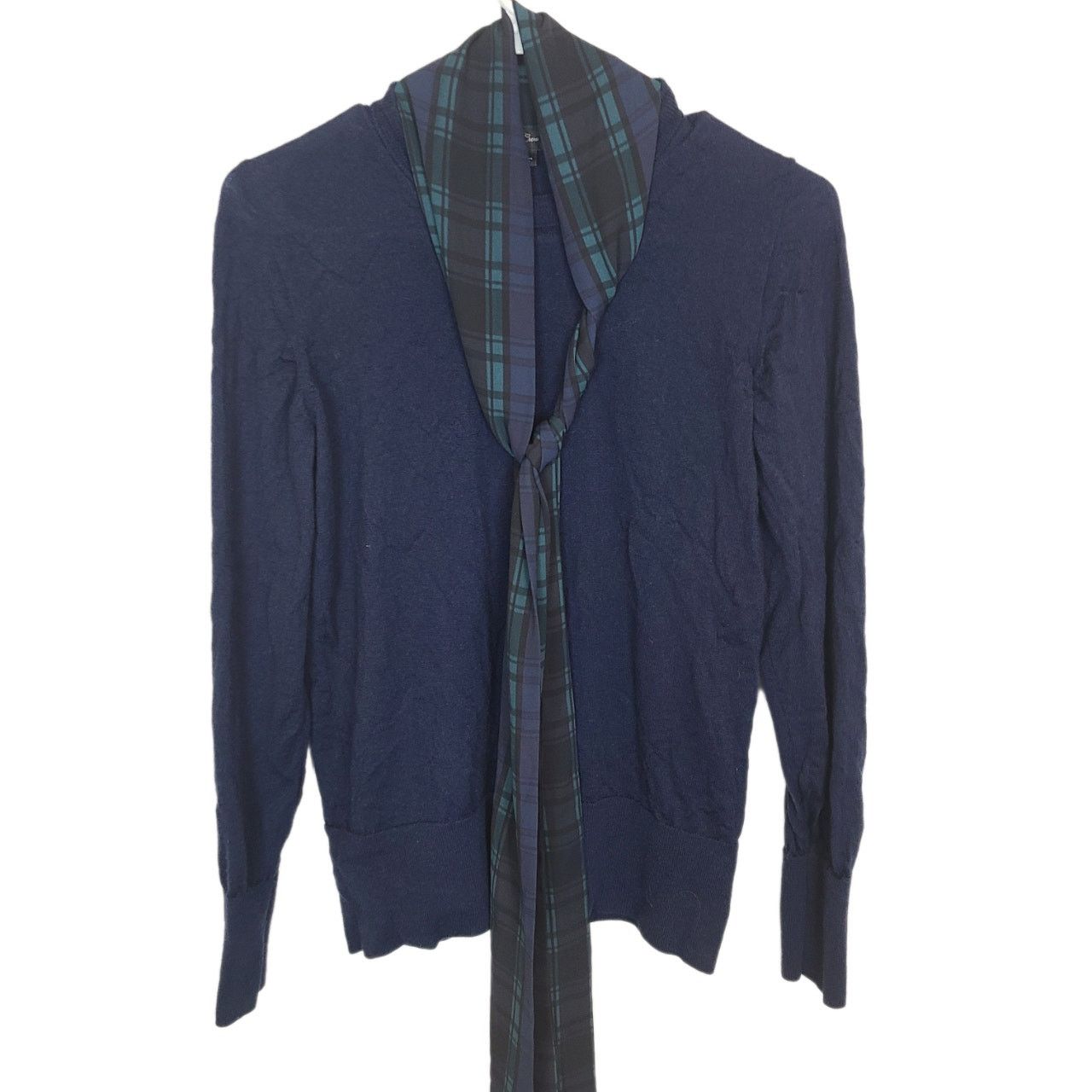 J.Crew J. Crew Sweater Women M Blue Merino Wool Tartan Plaid Scarf Size M / US 6-8 / IT 42-44 - 1 Thumbnail