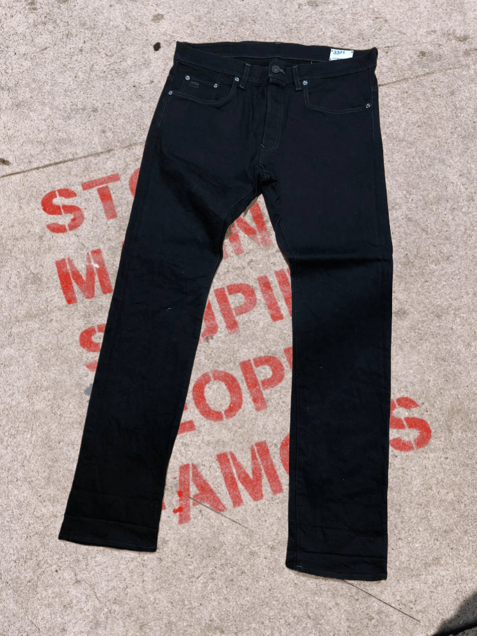 G-Star G-STAR 3301 Super Slim Jeans Stretch Button Fly Denim Black Size US 38 / EU 54 - 1 Thumbnail