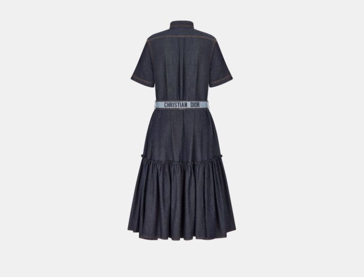 Dior o1w1db10425 312R17A Denim Couture Shirt Dress in Blue Size L / US 10 / IT 46 - 2 Thumbnail
