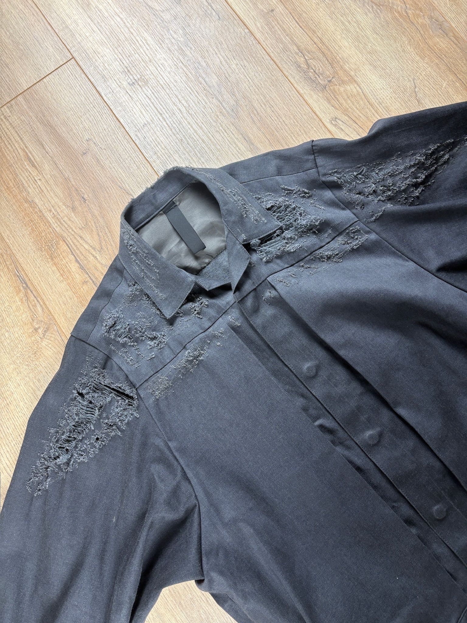 Japanese Brand Shinya Kozuka Oversized Distressed Jacket Charcoal Grey Size US M / EU 48-50 / 2 - 7 Thumbnail