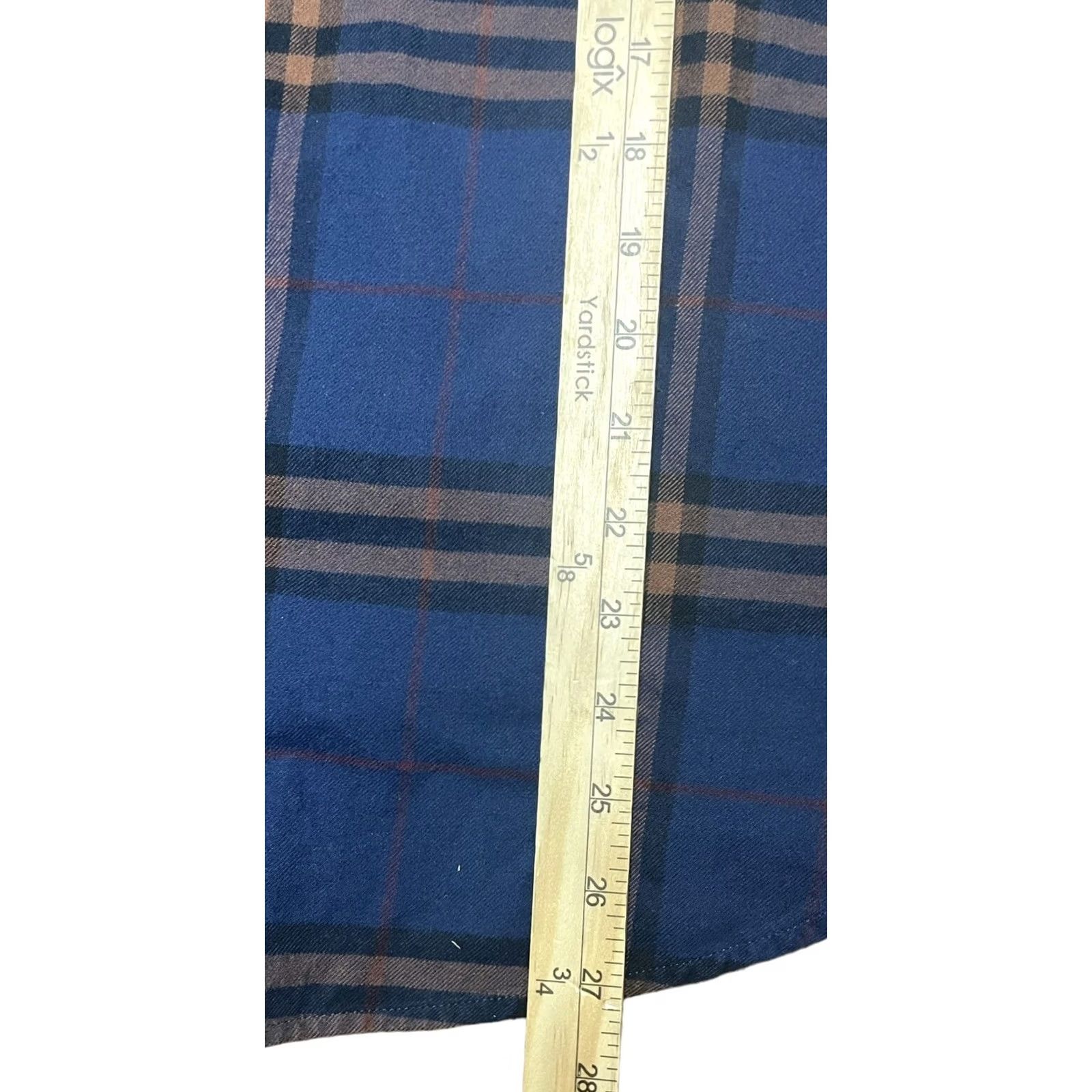 Lee Lee Dungarees Button-Up Shirt Plaid Flannel Long Sleeve Medium Blue Orange, M, Cotton/Polyester, Casual Workwear, Men Size US M / EU 48-50 / 2 - 6 Thumbnail