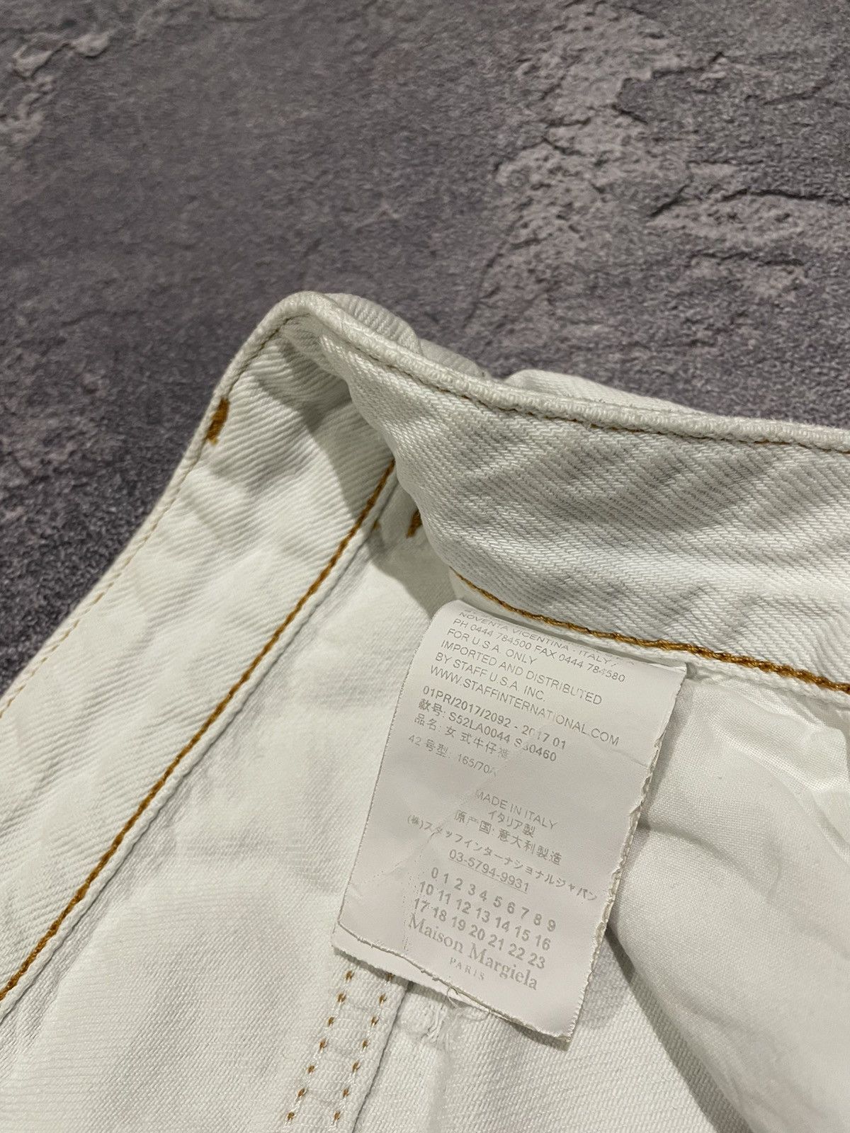 Designer Vintage MM6 Maison Margiela White Distressed Pants Jeans Size 28" / US 6 / IT 42 - 9 Thumbnail