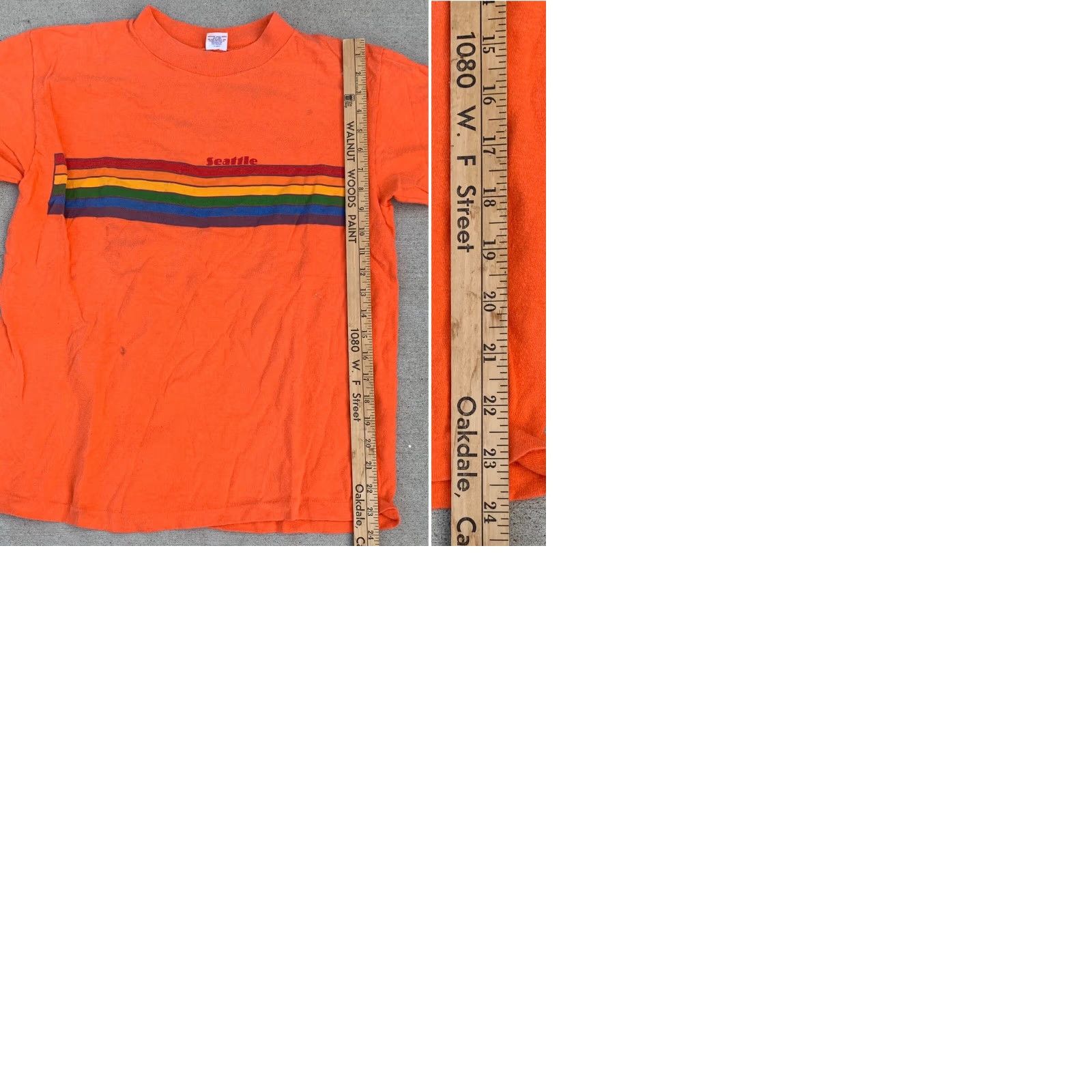 Rainbow Vintage Shoreline Sportswear t-Shirt Seattle rainbow graphics 80s 70s L Unisex Orange Cotton Graphic Tee Shirt Decade 1980s Size US L / EU 52-54 / 3 - 9 Thumbnail