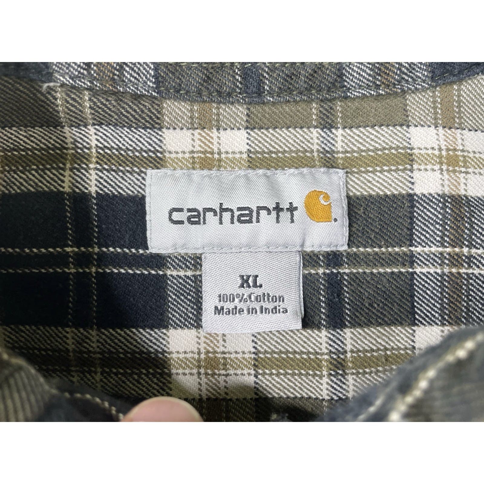 Carhartt VINTAGE Carhartt Shirt Plaid Long Sleeve Mid-Weight Flannel Green ARG XL Mens Button-Up Pockets Outdoor Decade? Size US XL / EU 56 / 4 - 3 Thumbnail