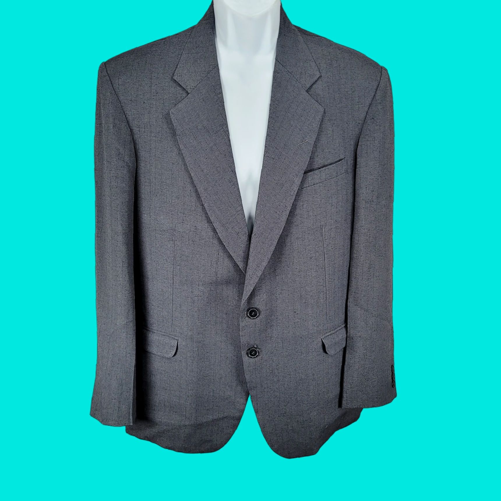 Vintage Patwardhan Grey 2 Button Single Vented Notch Blazer Sport Coat 42 Mens Jacket Slim Classic Size 42R - 1 Thumbnail