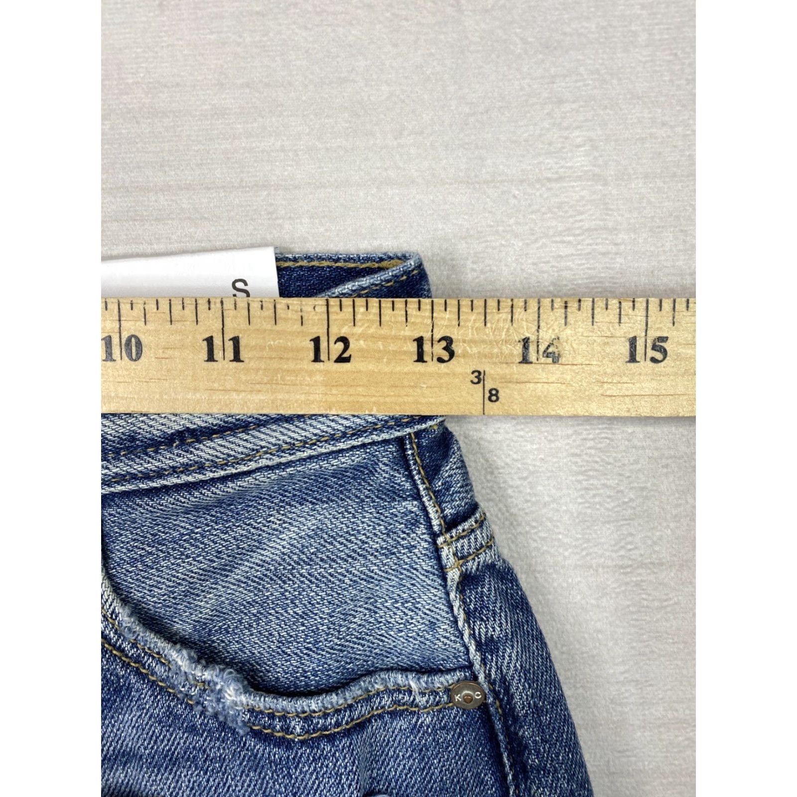 Vintage KanCan Shorts Womens Sz S Dark Wash Denim Distressed High Rise Button Fly NWT Size 28" / US 6 / IT 42 - 6 Thumbnail