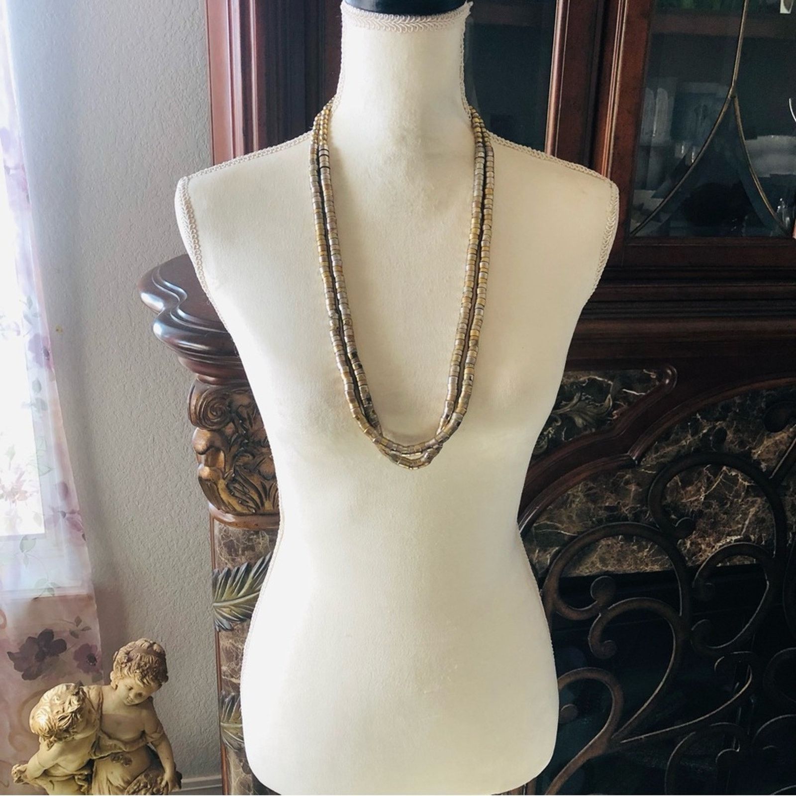 Vintage Vintage double strand tri tone metal cap necklace Size ONE SIZE - 5 Thumbnail