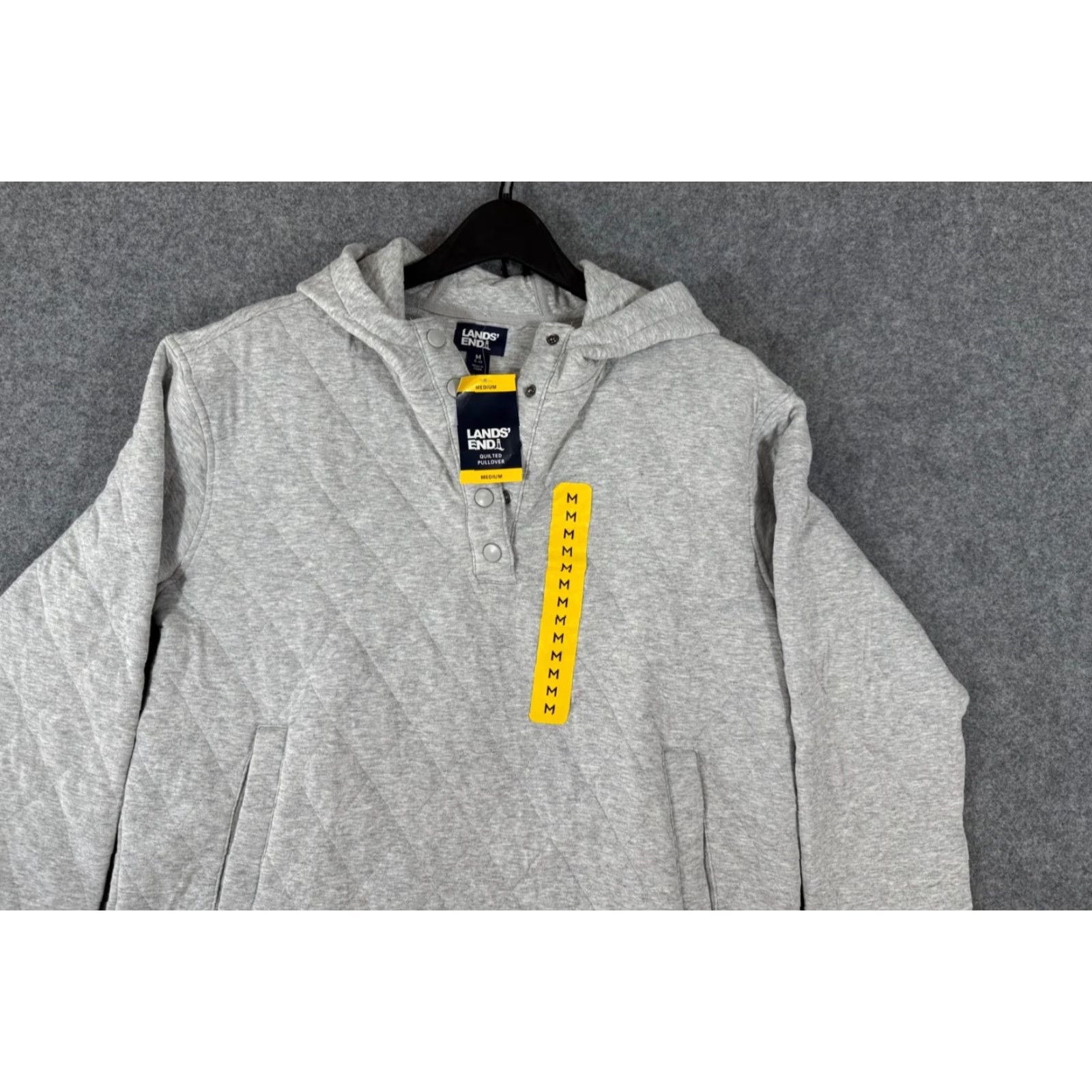 Lands' End Lands' End Quilted Pullover Hooded Sweatshirt Womens M(8-10) Grey Snap Front NWT Size M / US 6-8 / IT 42-44 - 2 Thumbnail