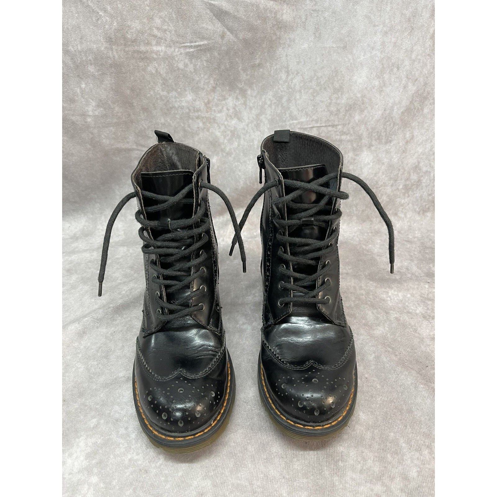 Barneys New York Barneys New York Woman’s Brogue Combat Boots Lace Side Zip M Size US 5 / IT 35 - 3 Thumbnail