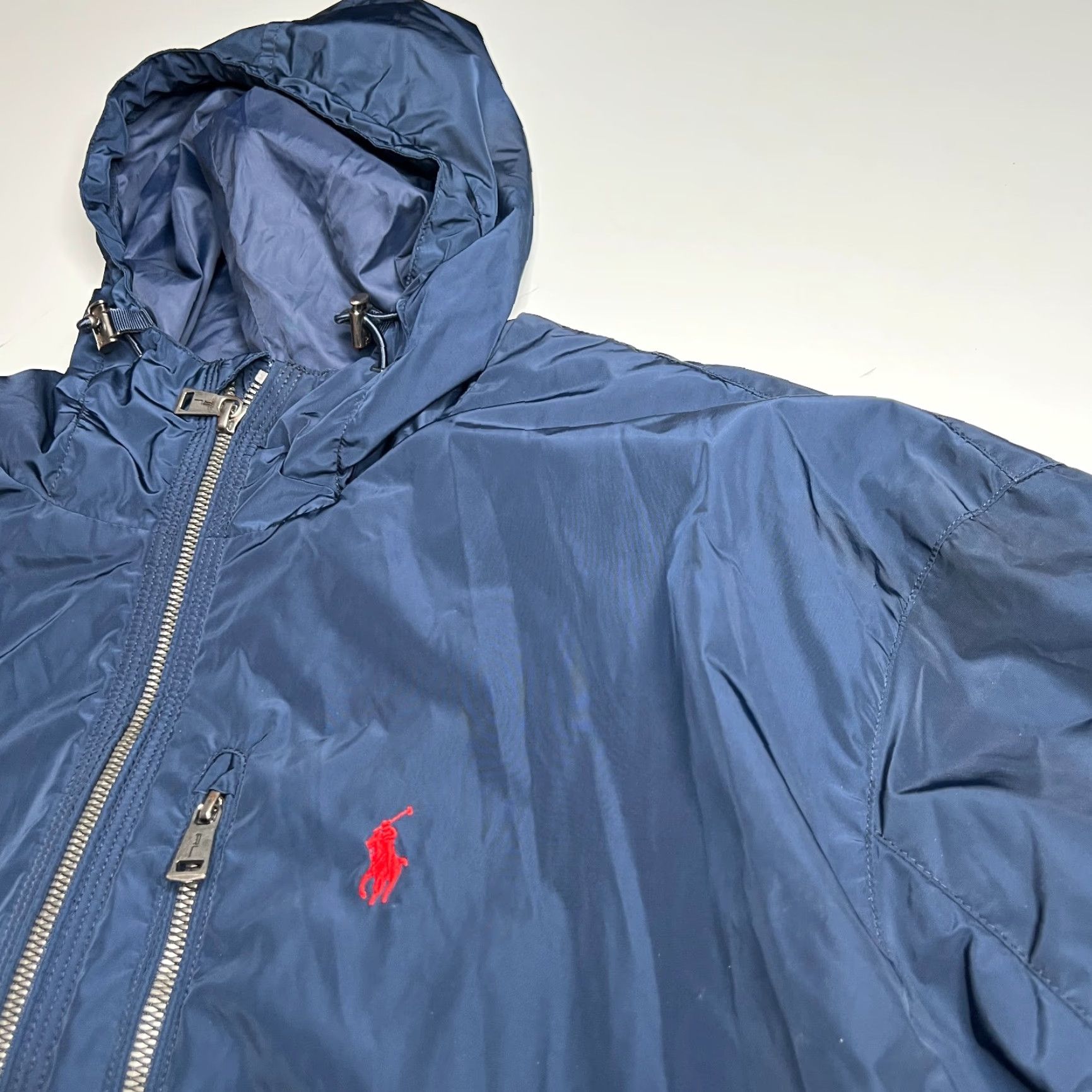 Polo Ralph Lauren Polo Ralph Lauren Windbreaker Jacket 1XB Navy Blue Nylon Full Zip Hooded Coat Mens Size US XL / EU 56 / 4 - 6 Thumbnail