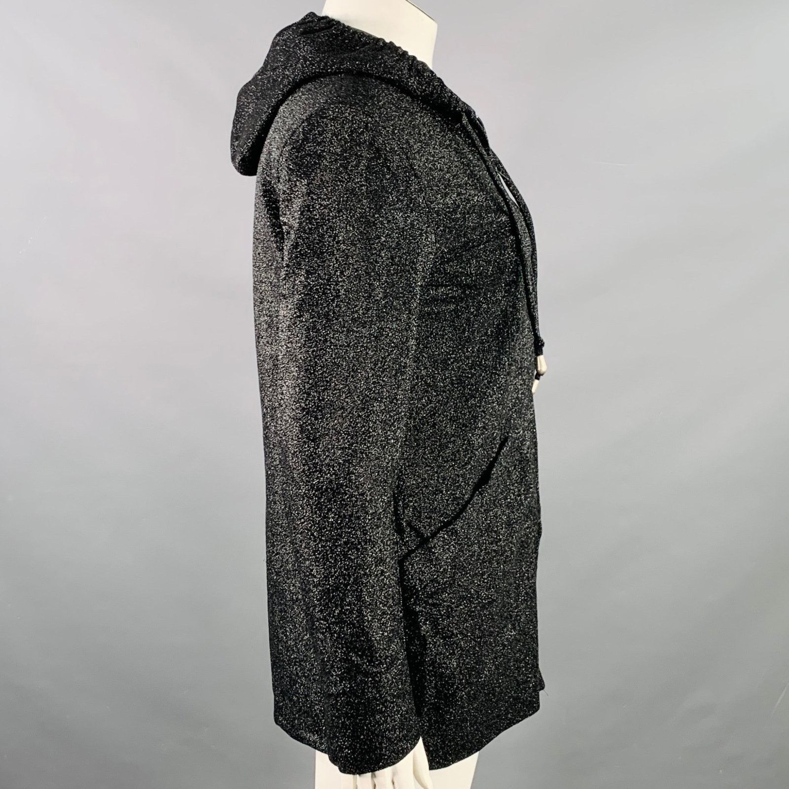 plein sud PLEIN SUD Size 10 Black Glitter Polyamide Blend Hooded Coat Size L / US 10 / IT 46 - 2 Thumbnail