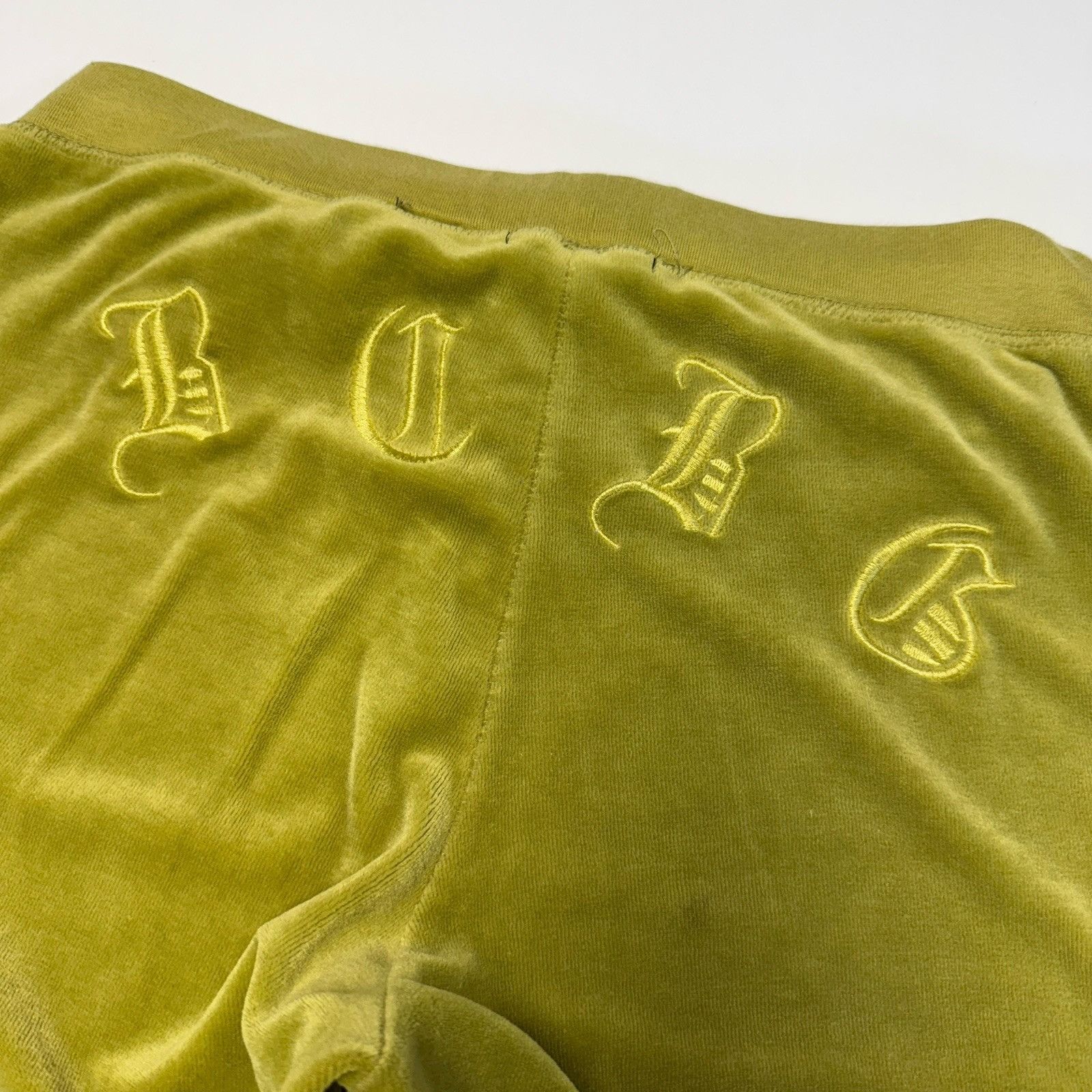 Bcbgmaxazria Vintage BCBG Pants Womens Size PL Olive Yellow Velour Embroi Size 31" - 10 Thumbnail