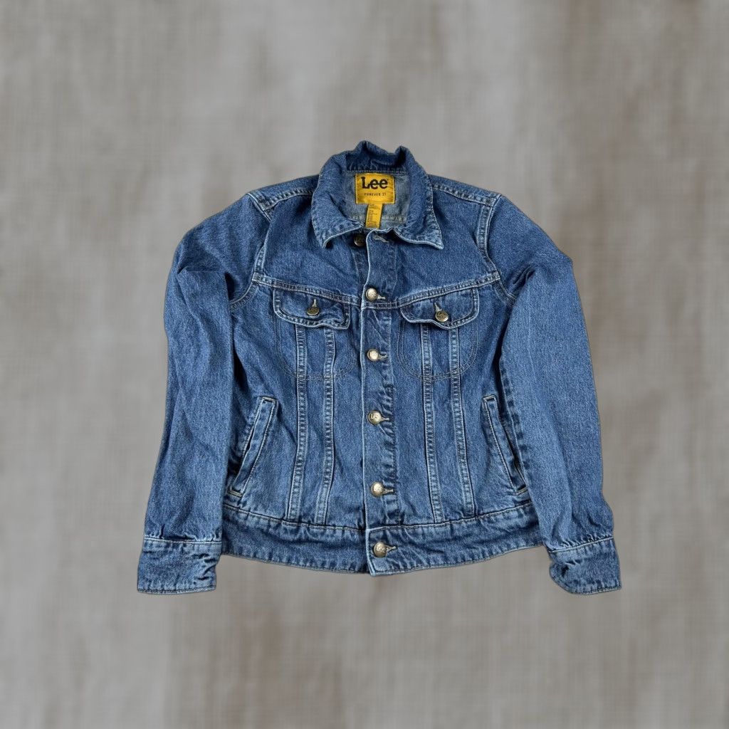 Lee Lee Denim Jacket Womens XS Blue Western Embroidered Trucker Jean Jacket Short Front Buttoned Crew Neck Collared Casual Vintage No Size 26" / US 2 / IT 38 - 1 Thumbnail