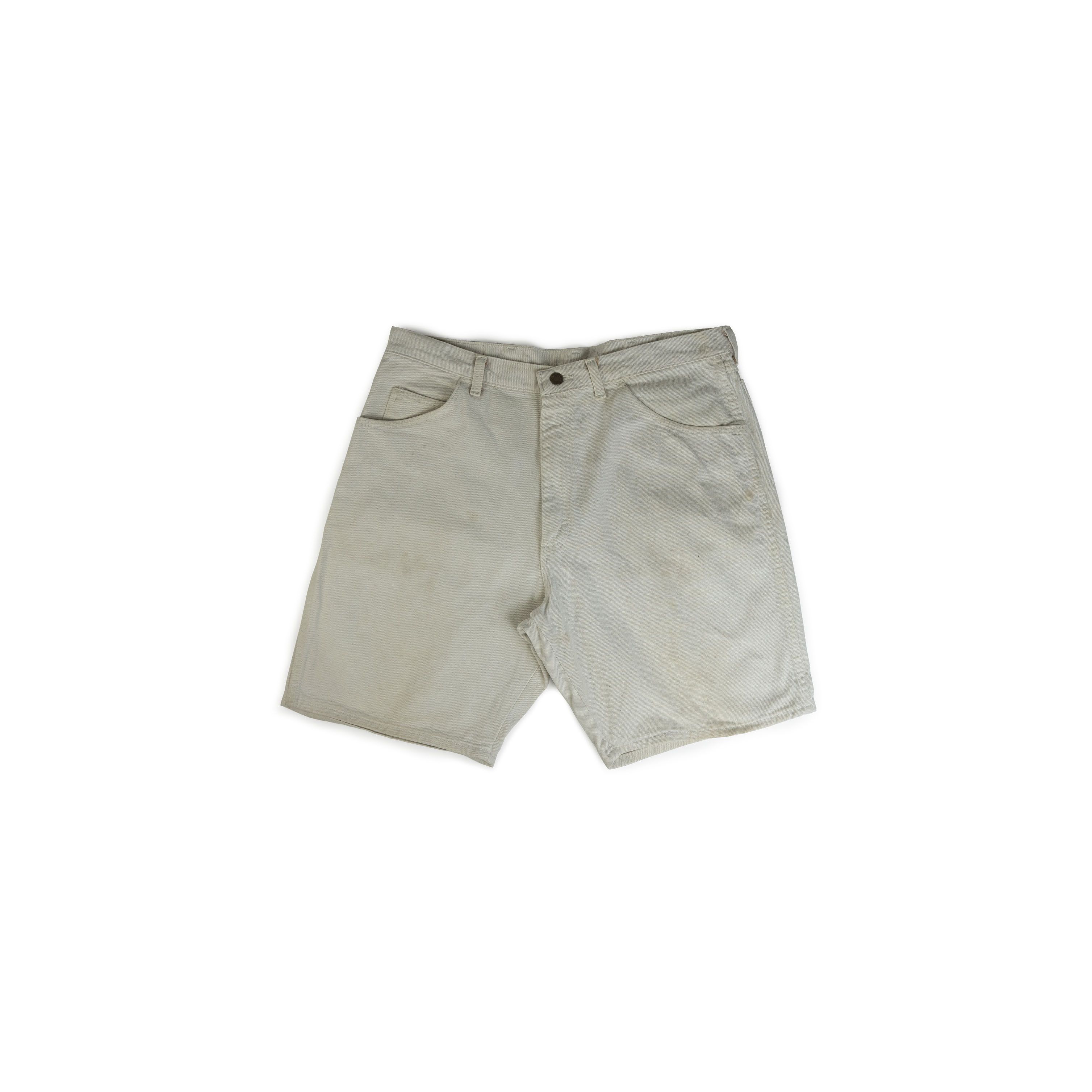 Vintage Vintage 1990's Wrangler White Denim Paint Shorts Size US 36 / EU 52 - 1 Thumbnail