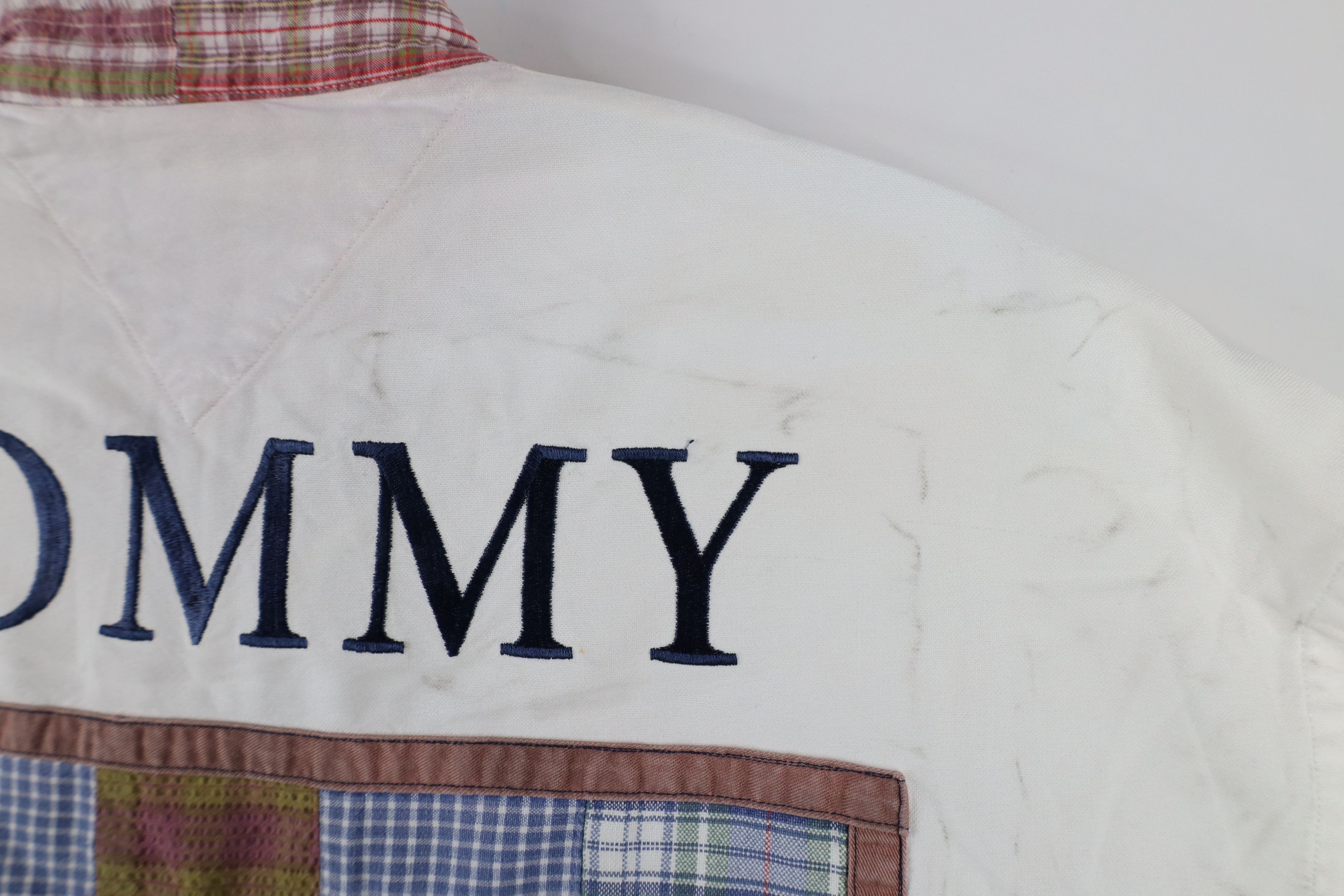 Tommy Hilfiger × Vintage Vintage 90s Tommy Hilfiger Big Logo Band Collar Button Shirt Size US L / EU 52-54 / 3 - 14 Thumbnail